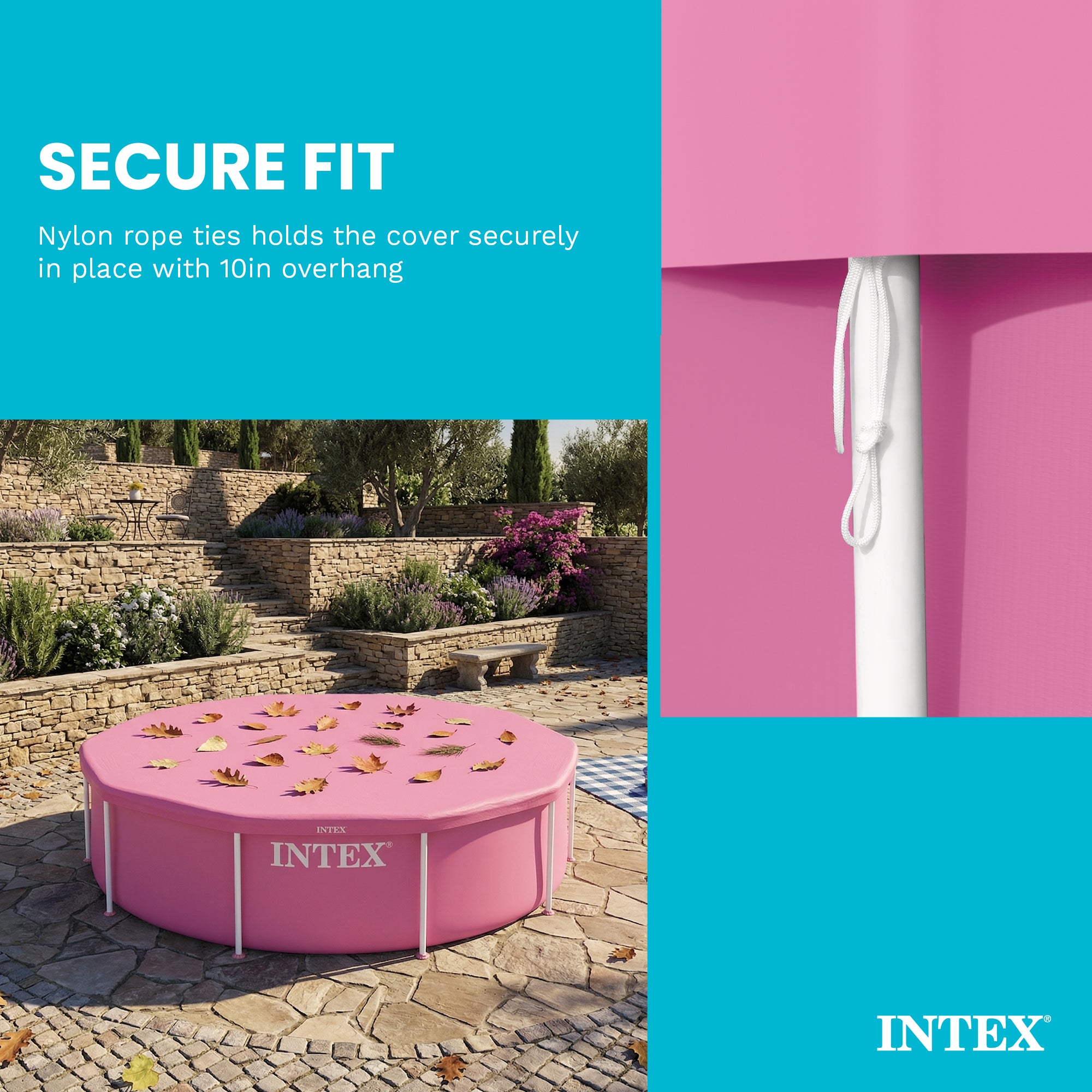 INTEX Round Metal Frame Outdoor Backyard Swimming Pool Debris Cover, Pink (Used) - VMInnovations