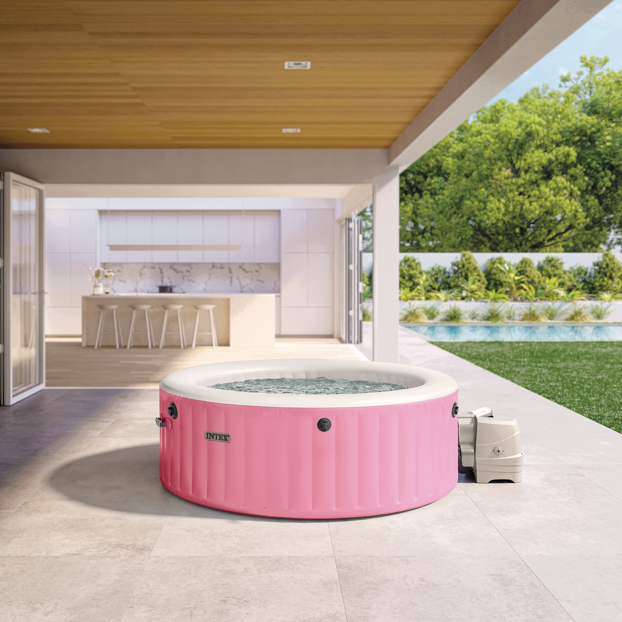 INTEX PureSpa Bubble Massage Spa Set with Energy Efficient Cover, 77" x 28" - VMInnovations