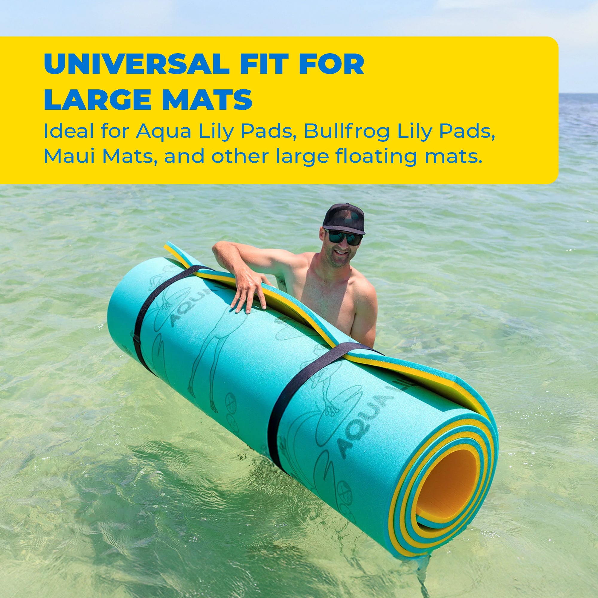 Aqua Lily Pad 90" Floating Storage Cinch Straps with Pad Protectors, Set of 2