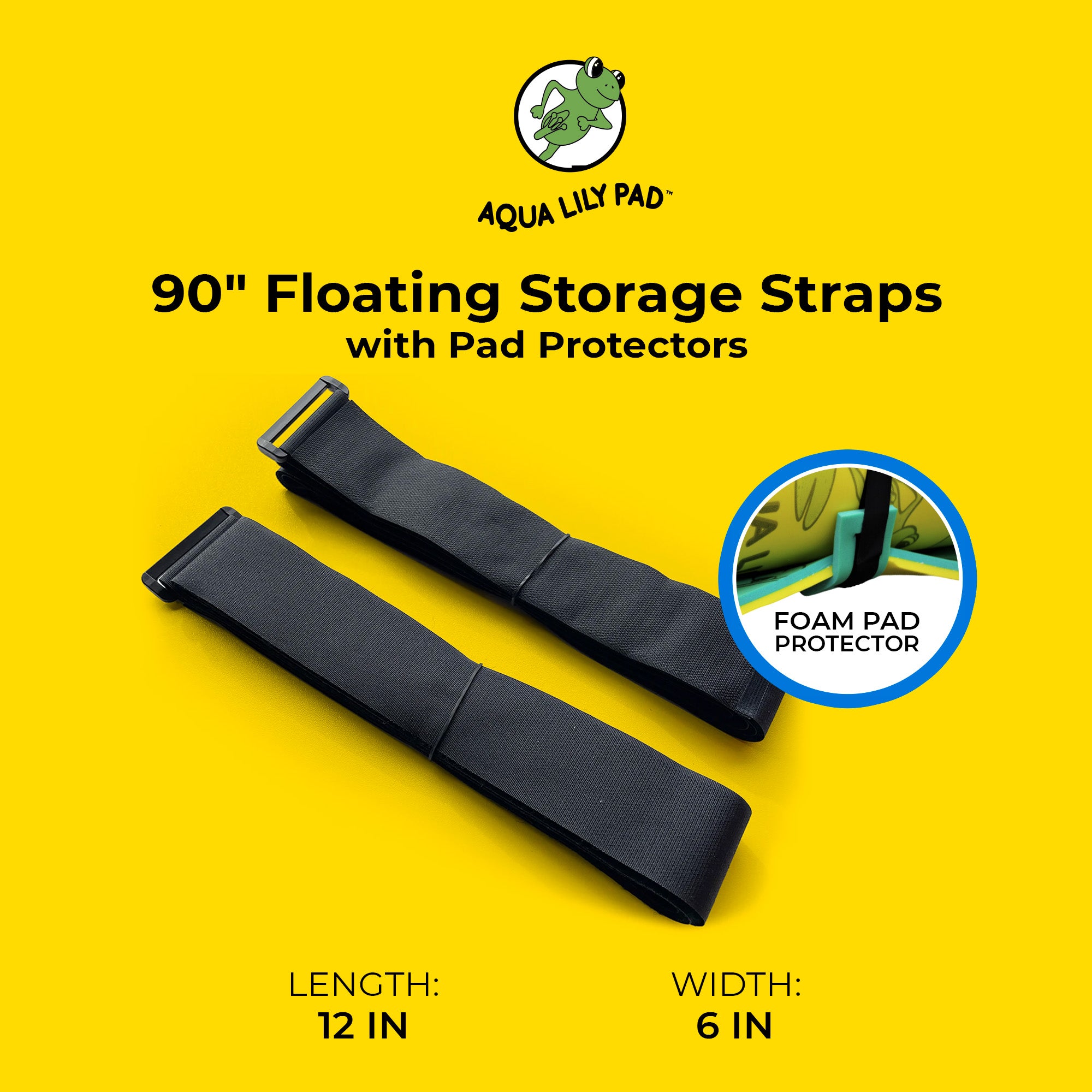 Aqua Lily Pad 90" Floating Storage Cinch Straps with Pad Protectors, Set of 2