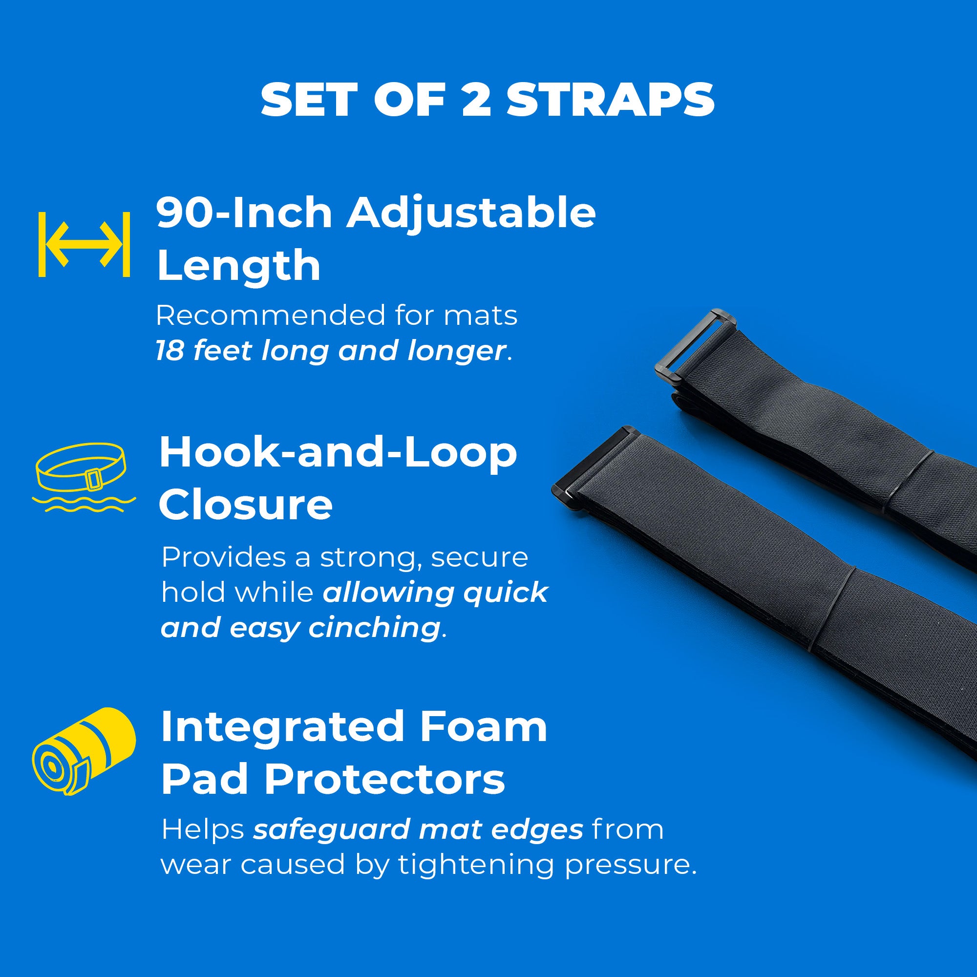 Aqua Lily Pad 90" Floating Storage Cinch Straps with Pad Protectors, Set of 2