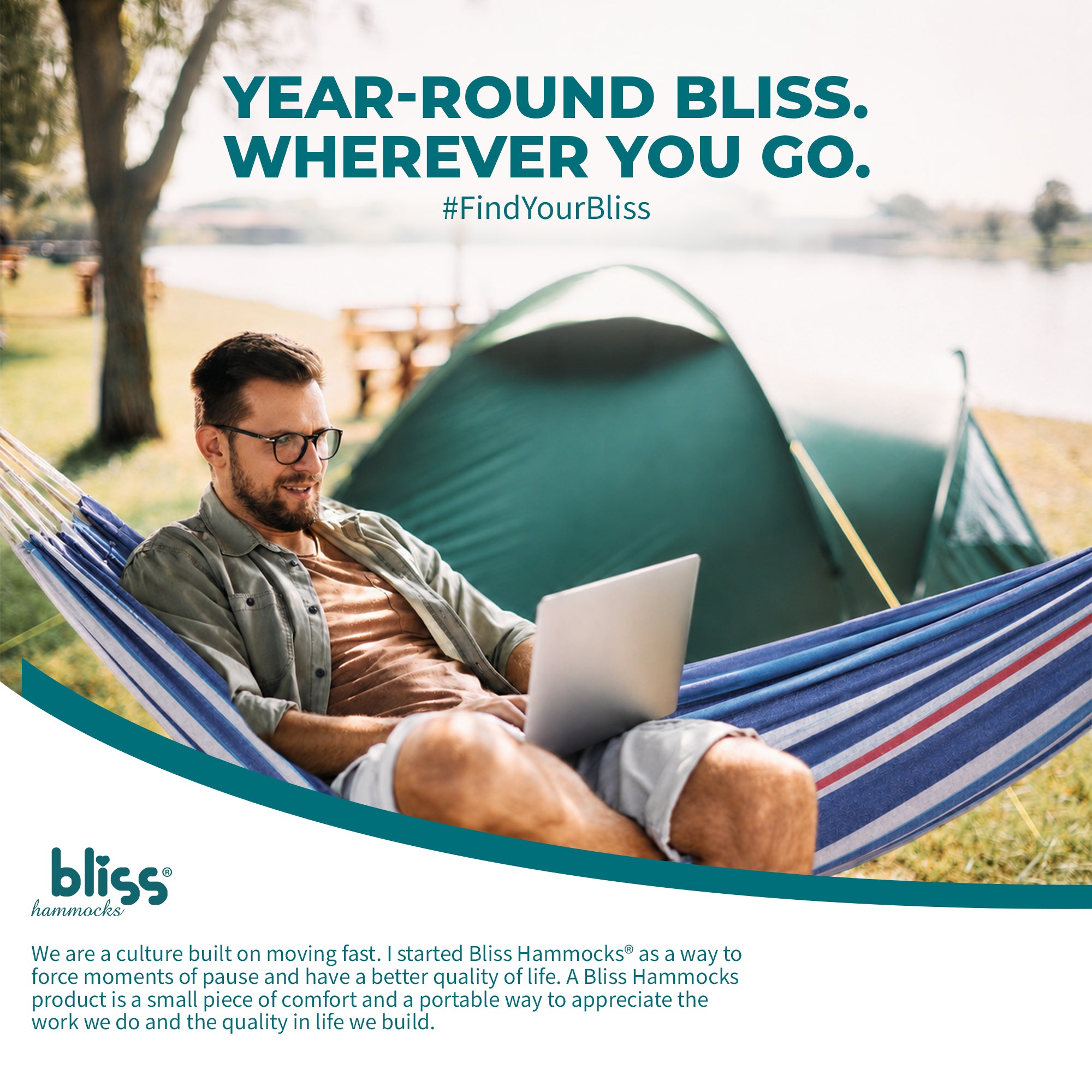 Bliss Hammocks Single Hammock with Rope Loops & Tree Straps, 220 lb, Patriot - VMInnovations