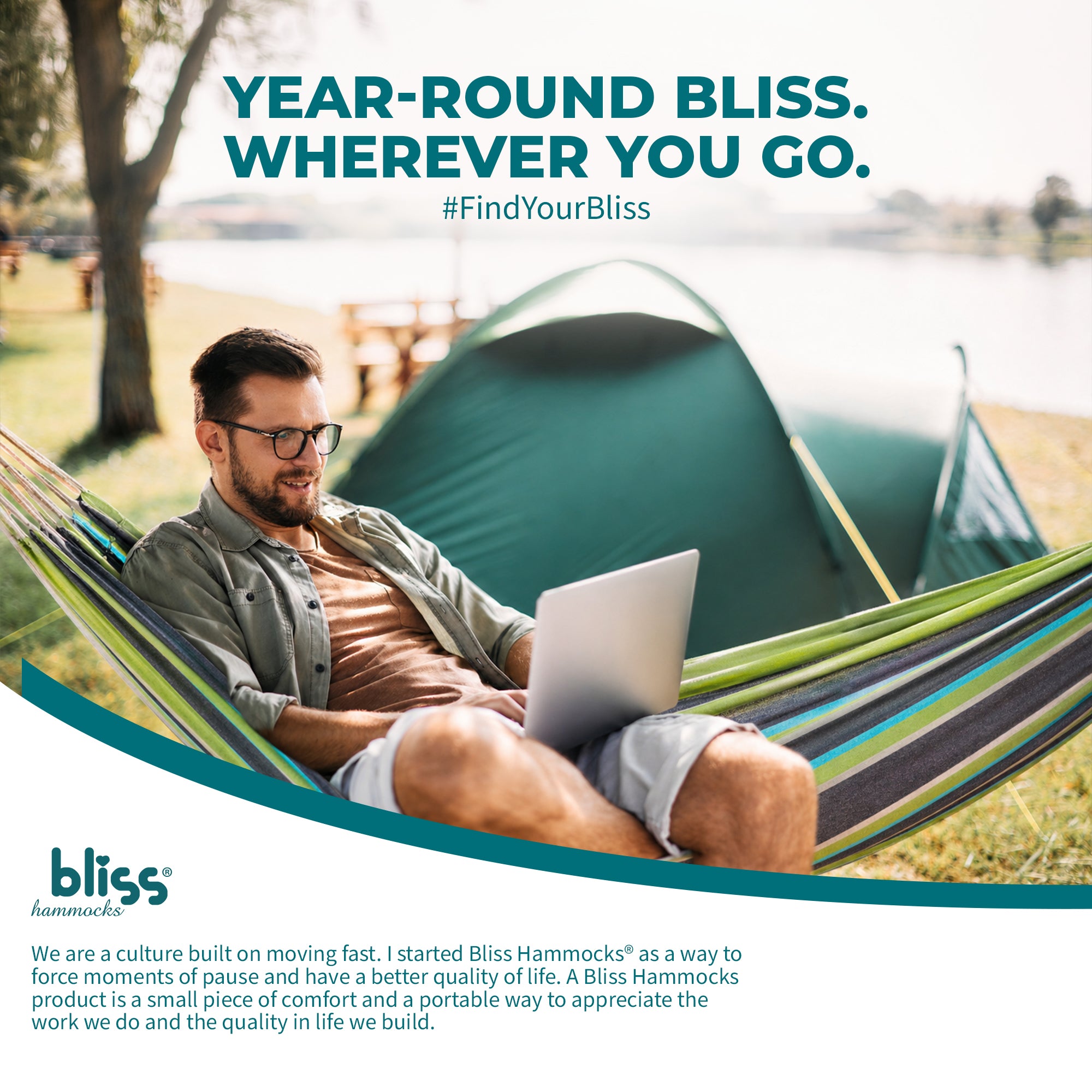 Bliss Hammocks Single Hammock with Rope Loops & Tree Straps, 220lb, Country Club - VMInnovations