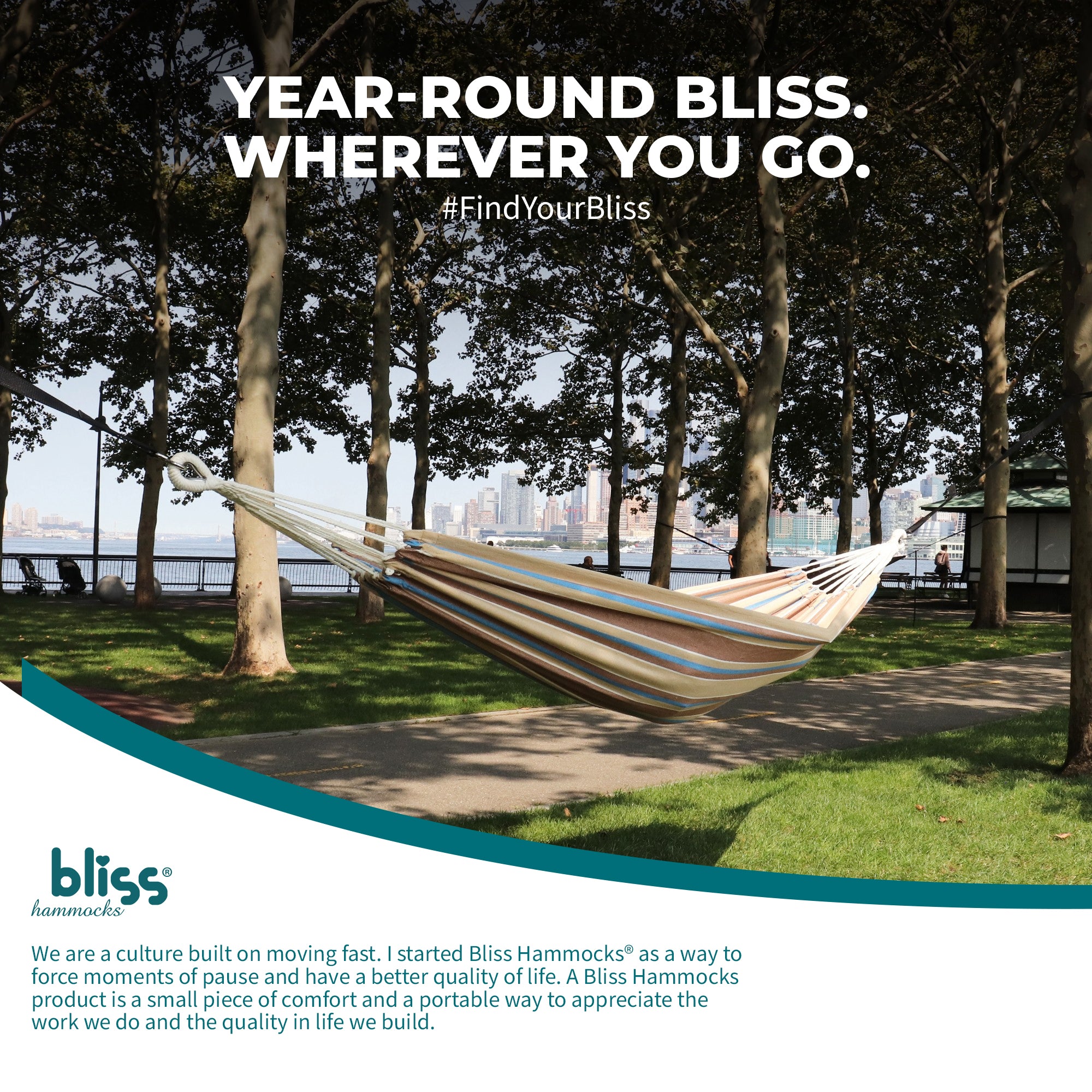 Bliss Hammocks Single Hammock w/ Rope Loops & Tree Straps, 220lb, (Open Box) - VMInnovations