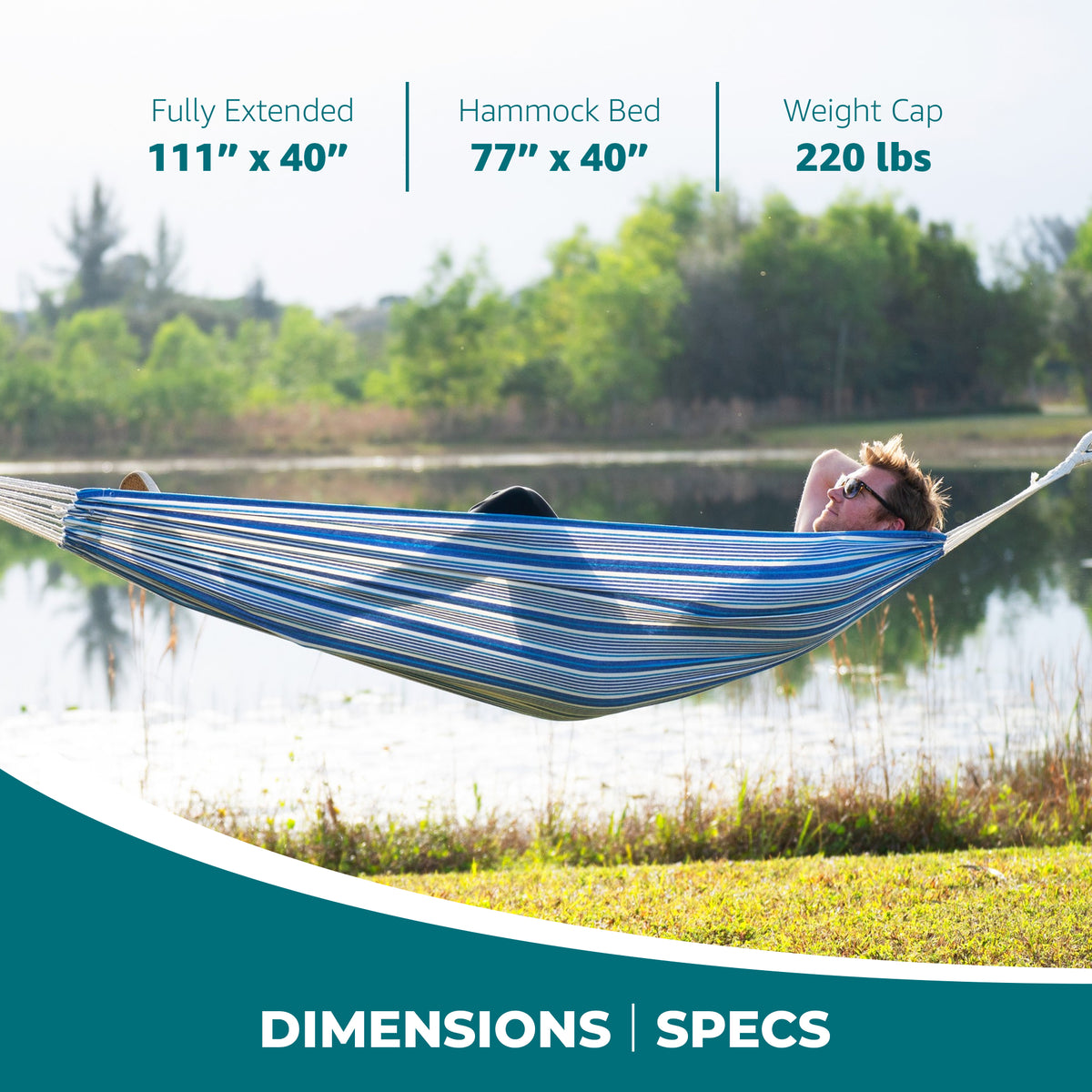 Bliss Hammocks Single Hammock with Rope Loops & Tree Straps, 220 lb, (Open Box)