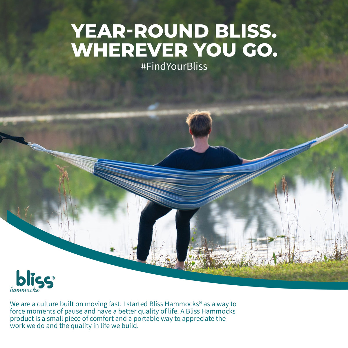 Bliss Hammocks Single Hammock with Rope Loops & Tree Straps, 220 lb, (Open Box)