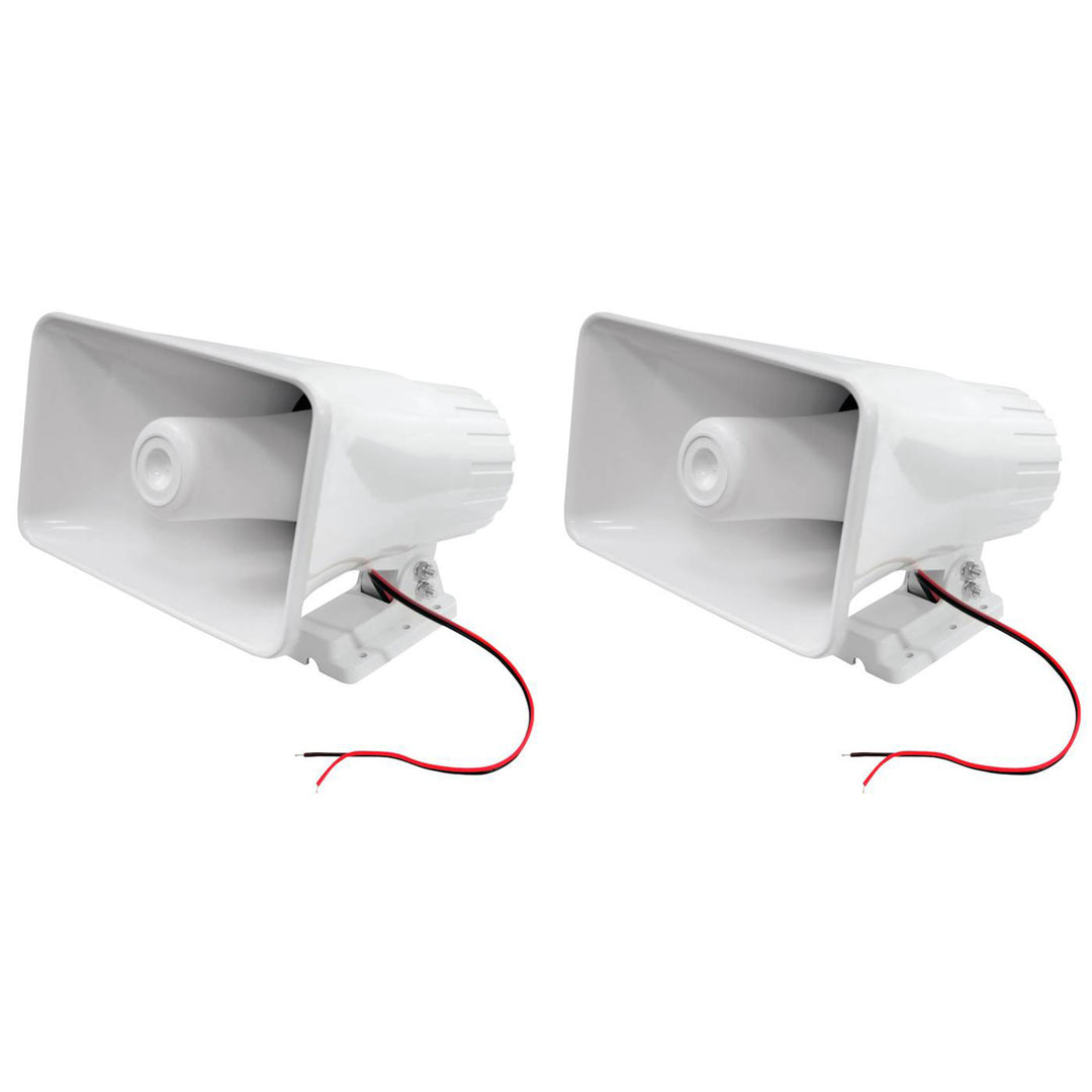 Pyle 8" 65 Watts 8 Ohms Indoor and Outdoor PA Horn Speaker, White (2 Pack)