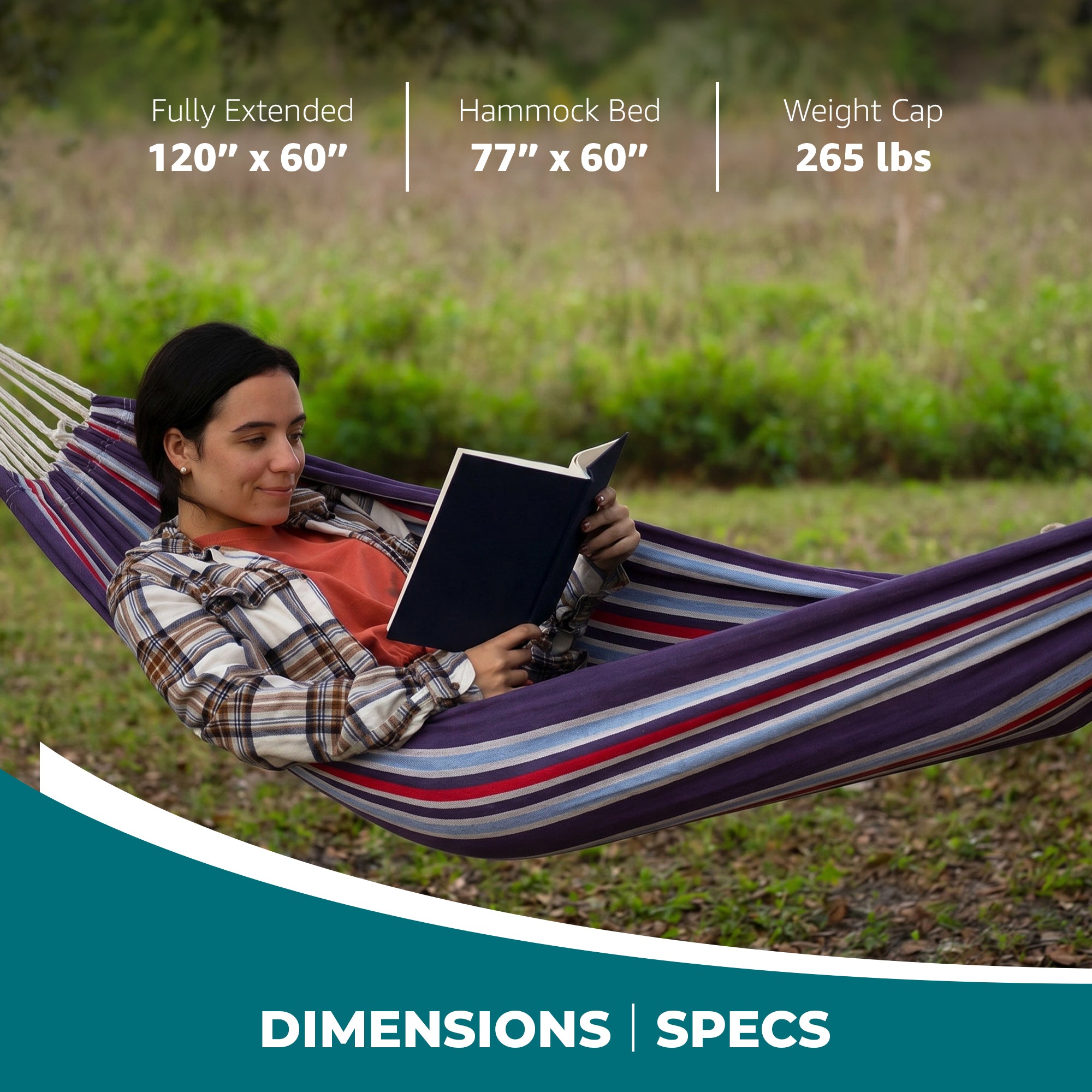 Bliss Hammocks Double Hammock with Rope Loops & Tree Straps, 265 lb, Patriotic