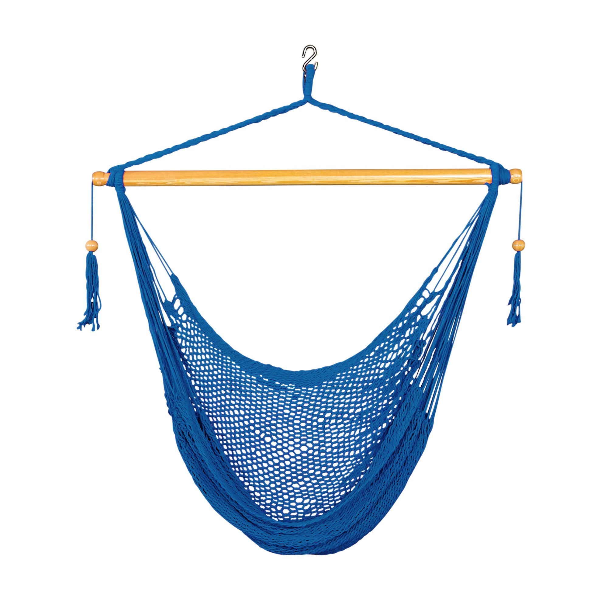 Bliss Hammocks Tahiti Rope Hammock Chair with Spreader Bar and Hardware, Blue - VMInnovations