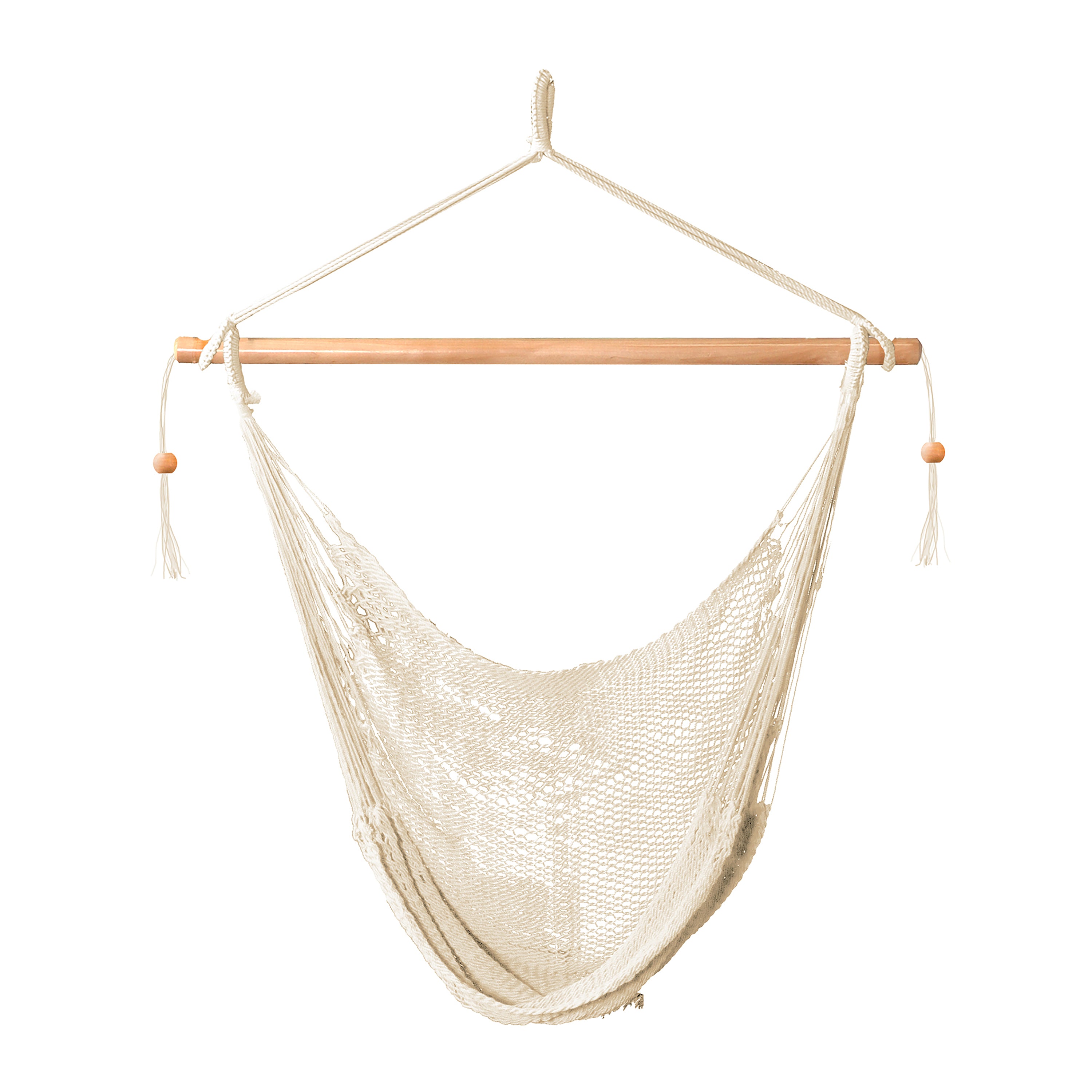 Bliss Hammocks Tahiti Rope Hammock Chair with Spreader Bar and Hardware, Natural - VMInnovations