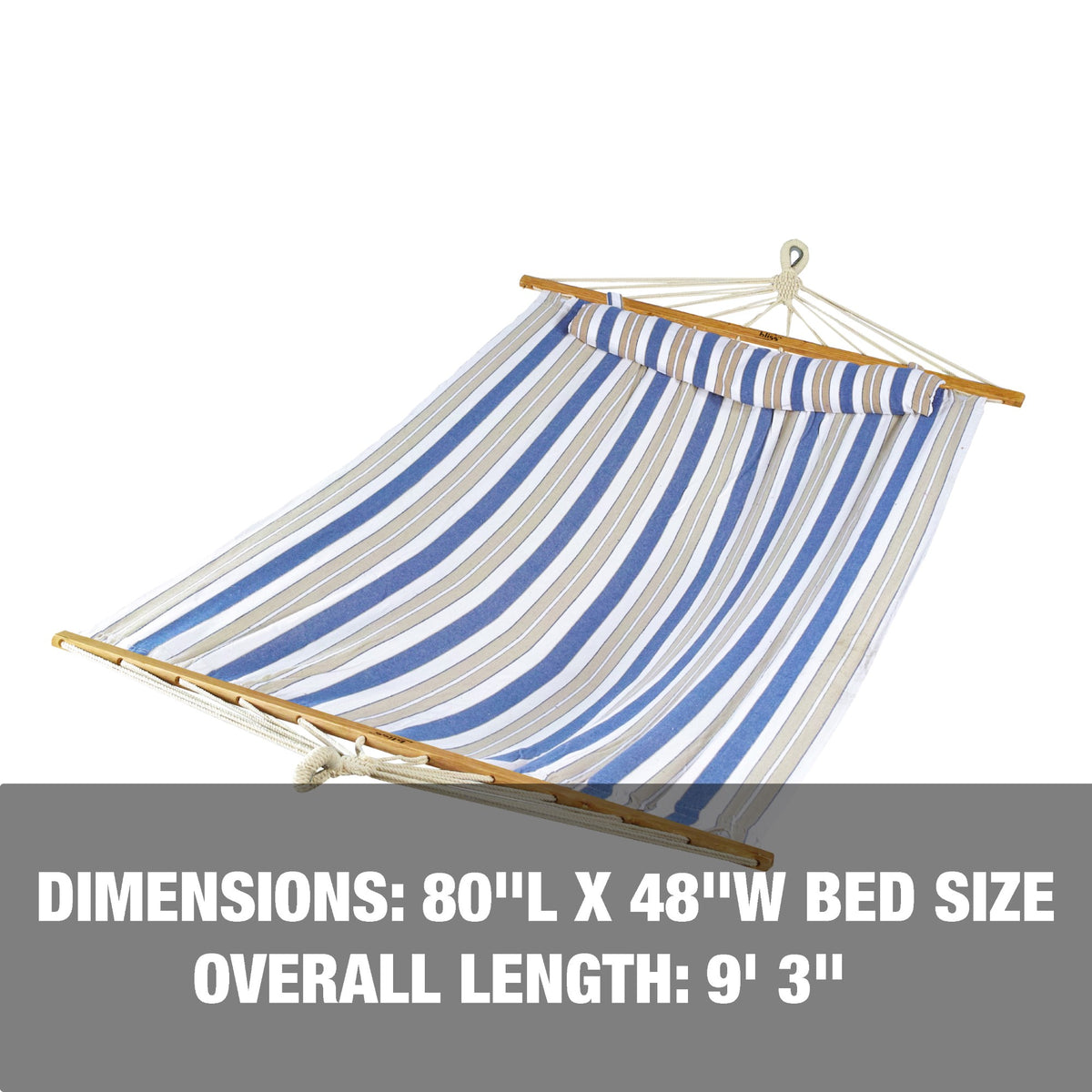 Bliss Hammocks Caribbean Hammock w/ Pillow & Hardware, 48" Wide, (Open Box)