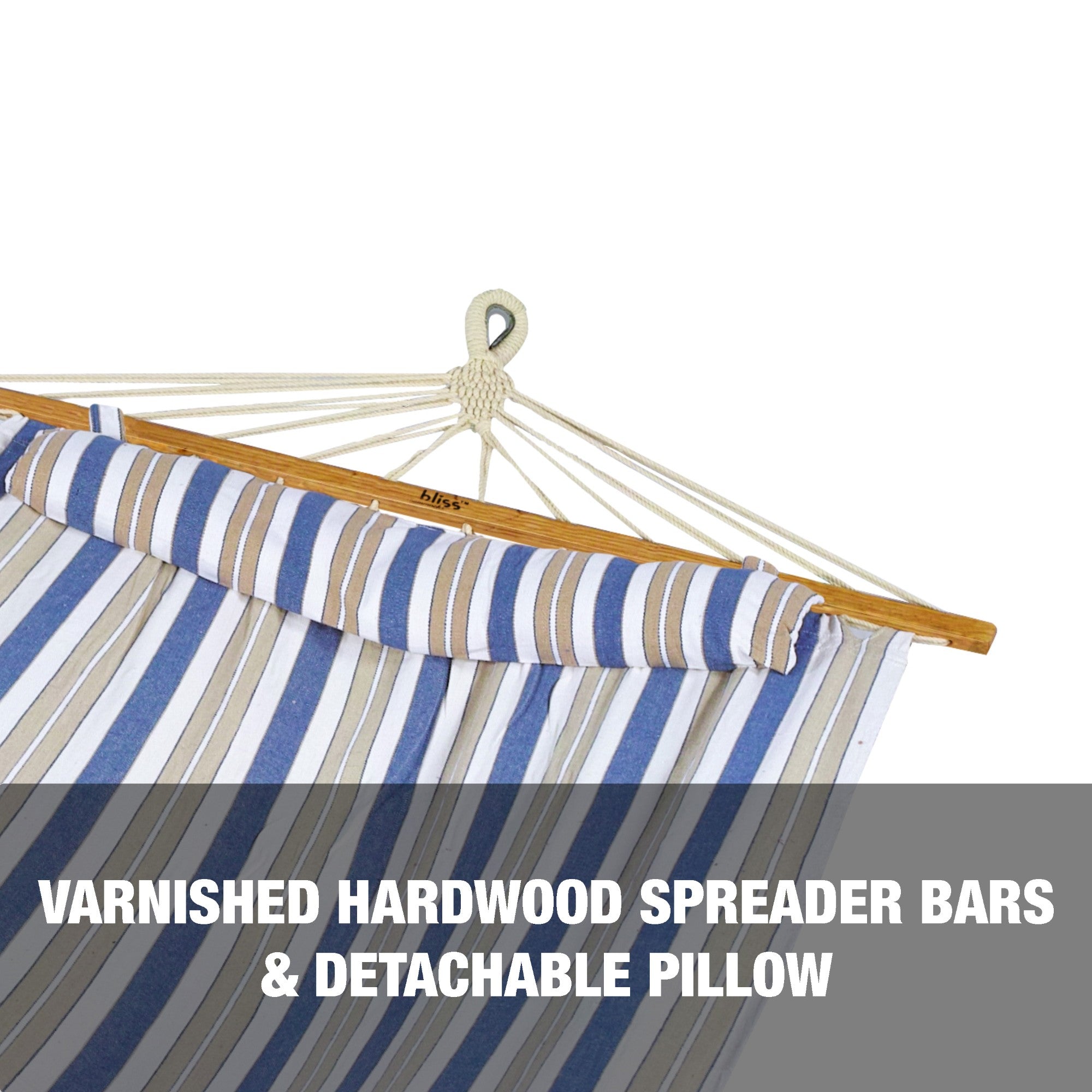 Bliss Hammocks Caribbean Hammock w/ Pillow & Hardware, 48" Wide, (Open Box) - VMInnovations