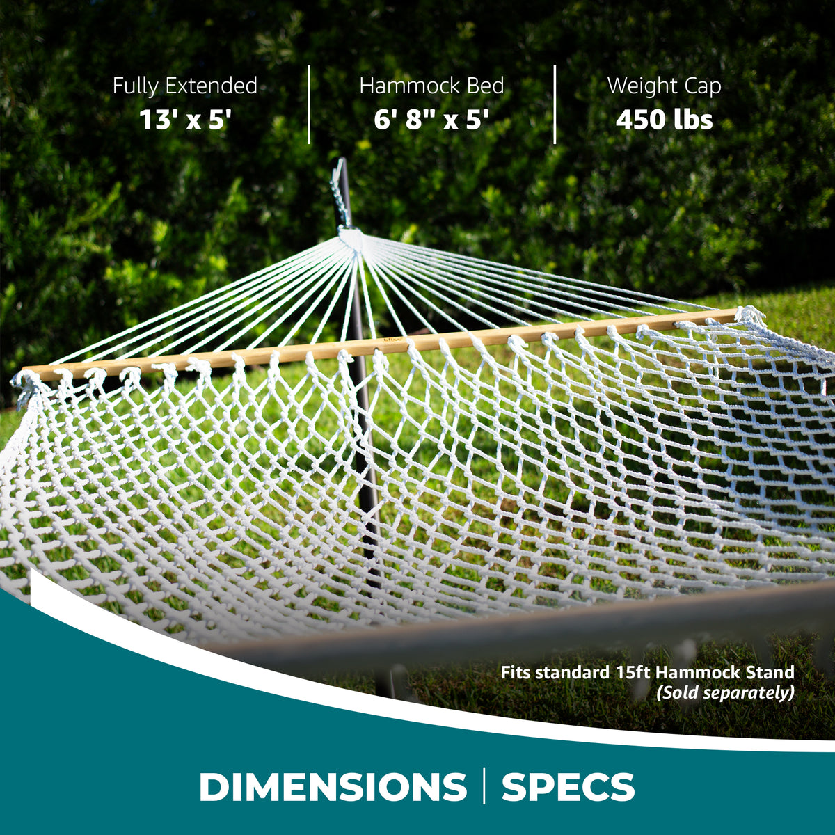Bliss Hammocks Classic 2-Person Cotton Rope Hammock w/Spreader, 80x60,(Open Box) - VMInnovations