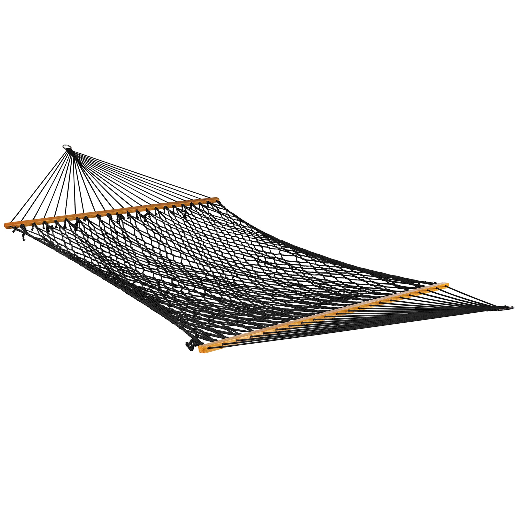 Bliss Hammocks Classic 2-Person Cotton Rope Hammock w/Spreader Bar, 80x60, Black - VMInnovations