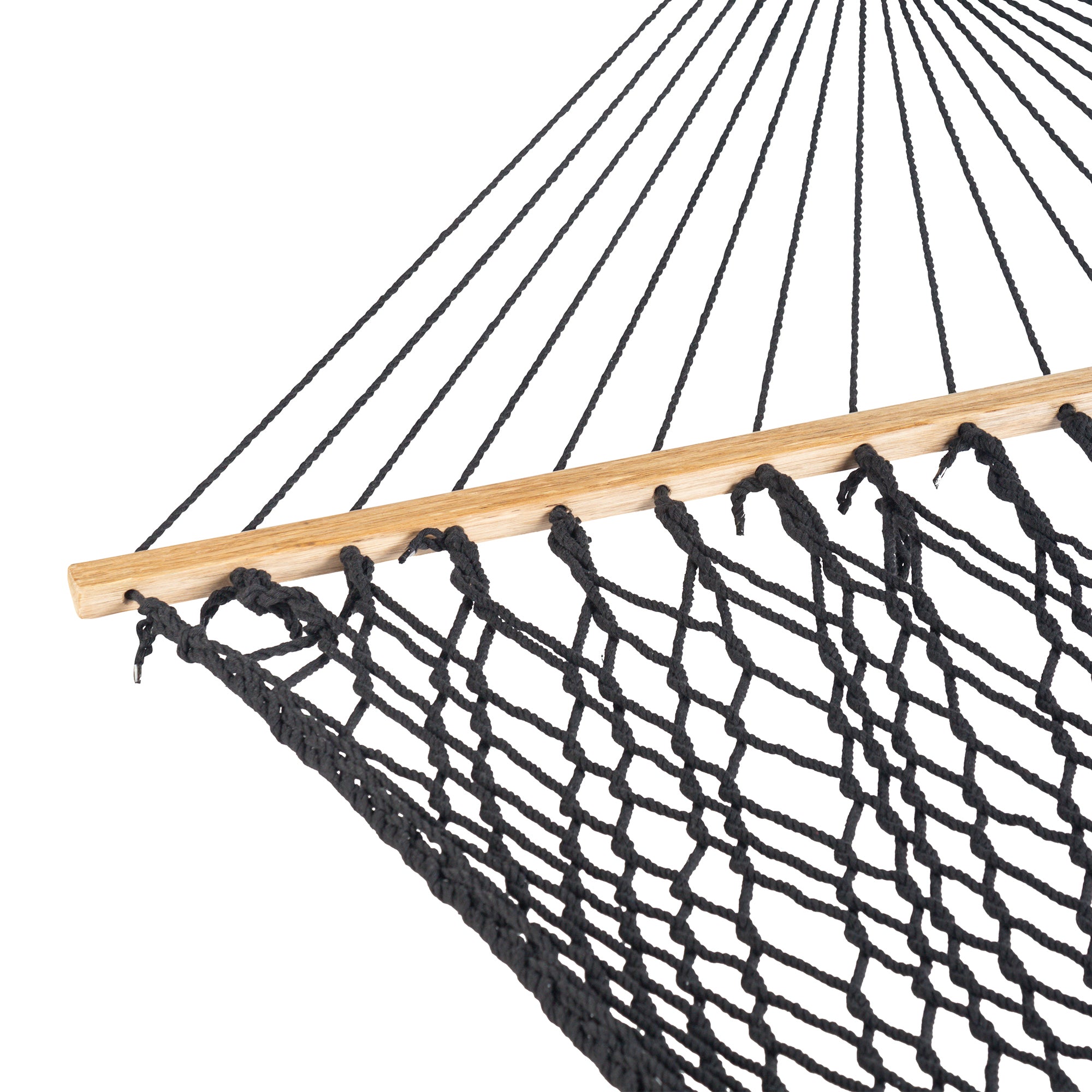Bliss Hammocks Classic 2-Person Cotton Rope Hammock w/Spreader Bar, 80x60, Black - VMInnovations