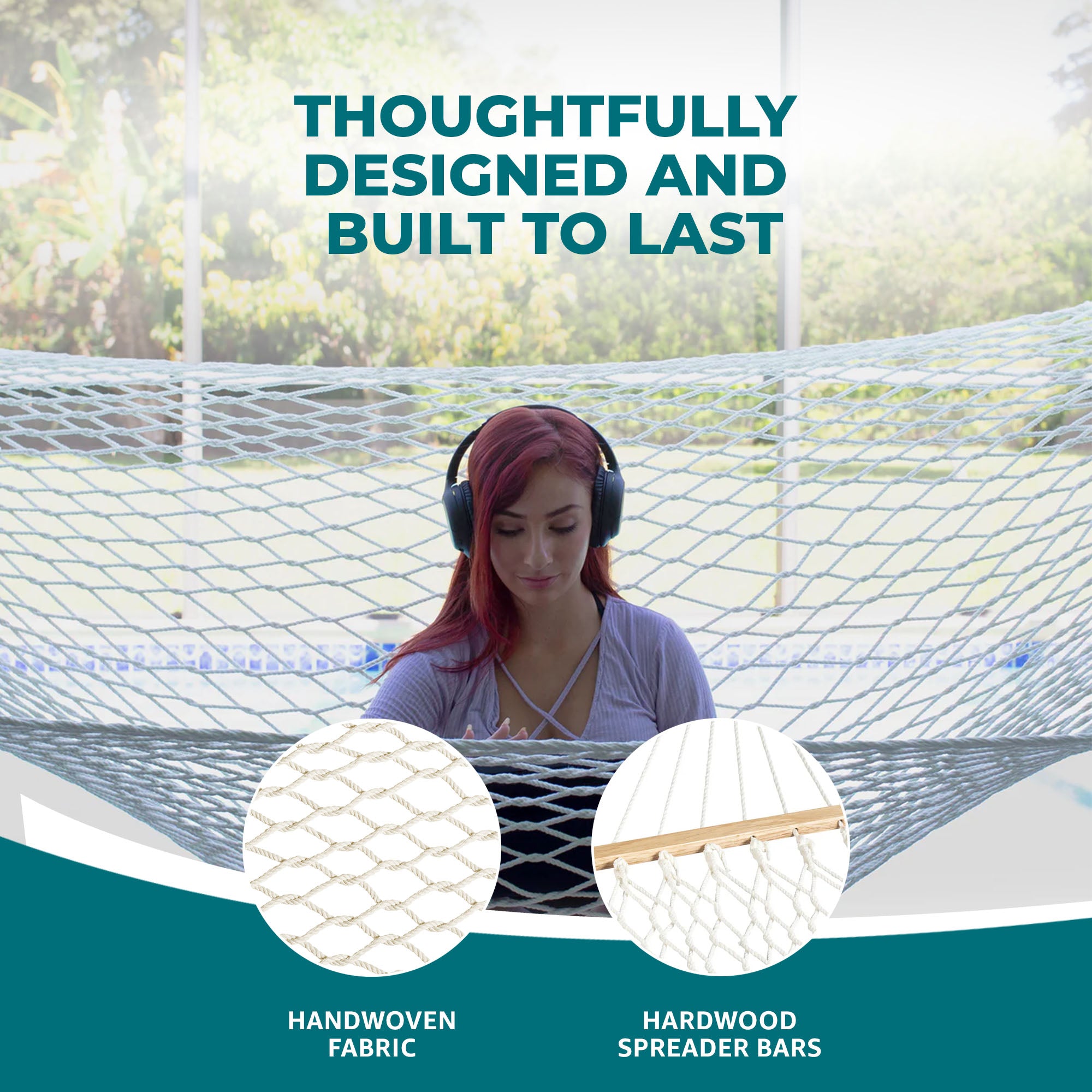 Bliss Hammocks Classic 2-Person Polyester Rope Hammock w/Spreader Bar (Open Box)