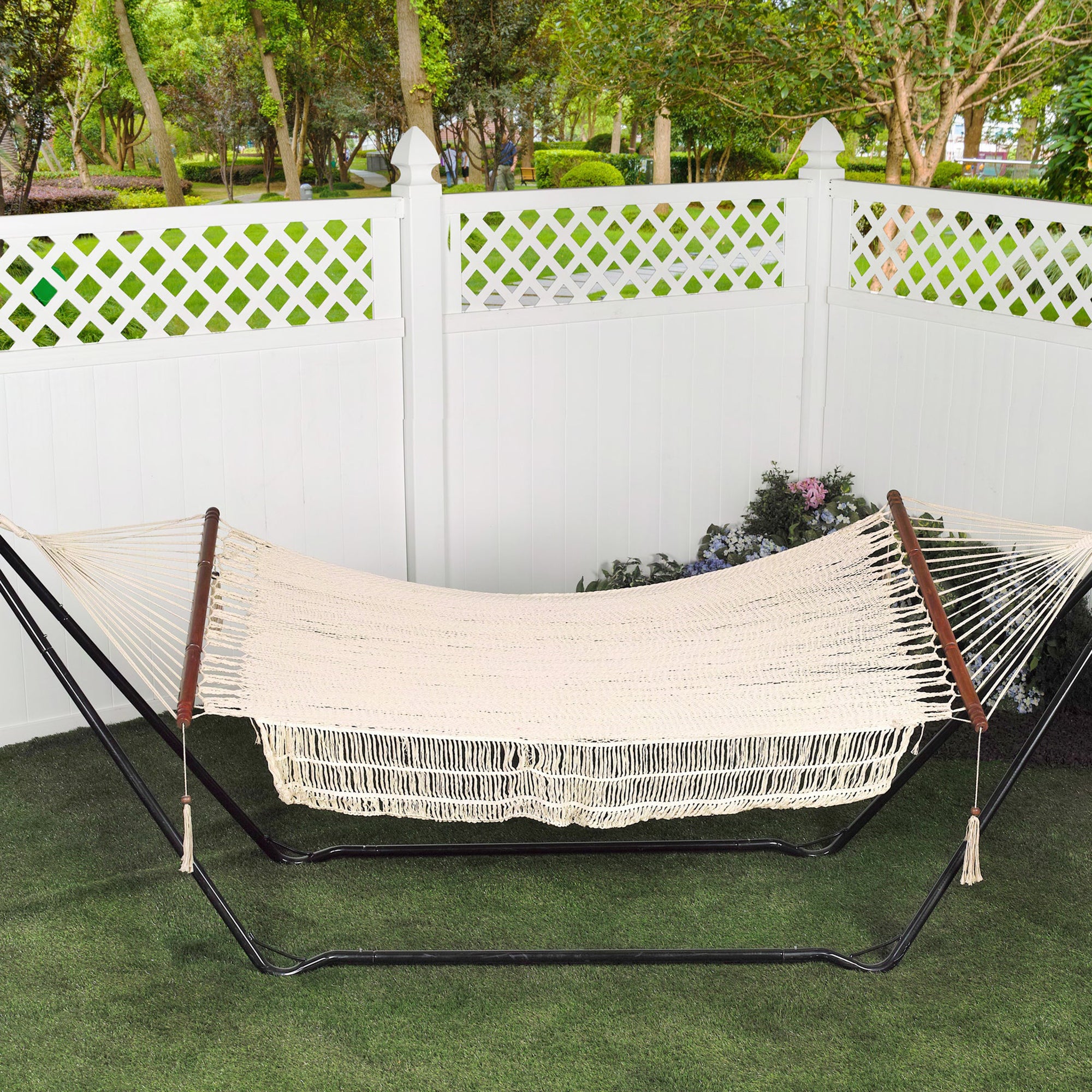 Bliss Hammocks 1-Person Cotton Rope Hammock w/Spreader Bar, 78x48 (Open Box) - VMInnovations