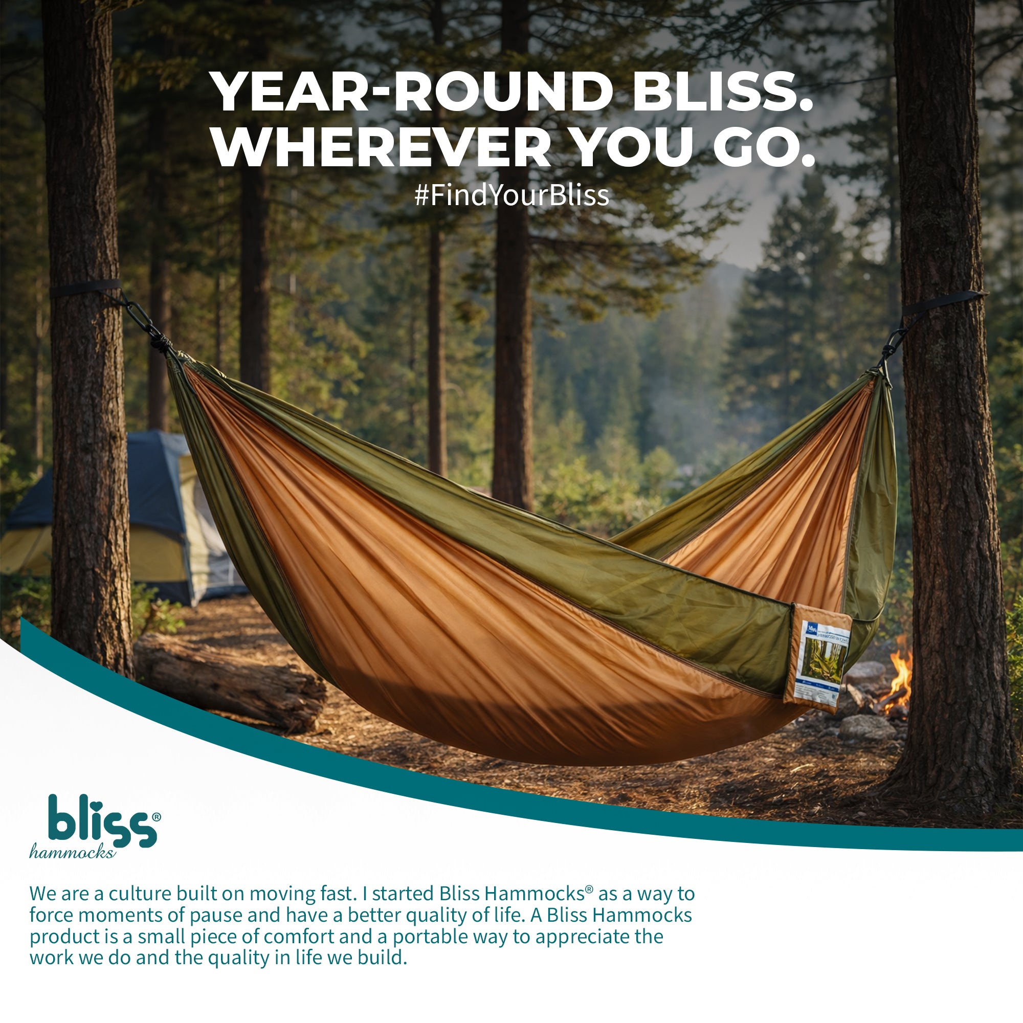Bliss Hammocks Hammock in a Bag with Carabiner Hooks & Tree Straps, Desert Storm - VMInnovations