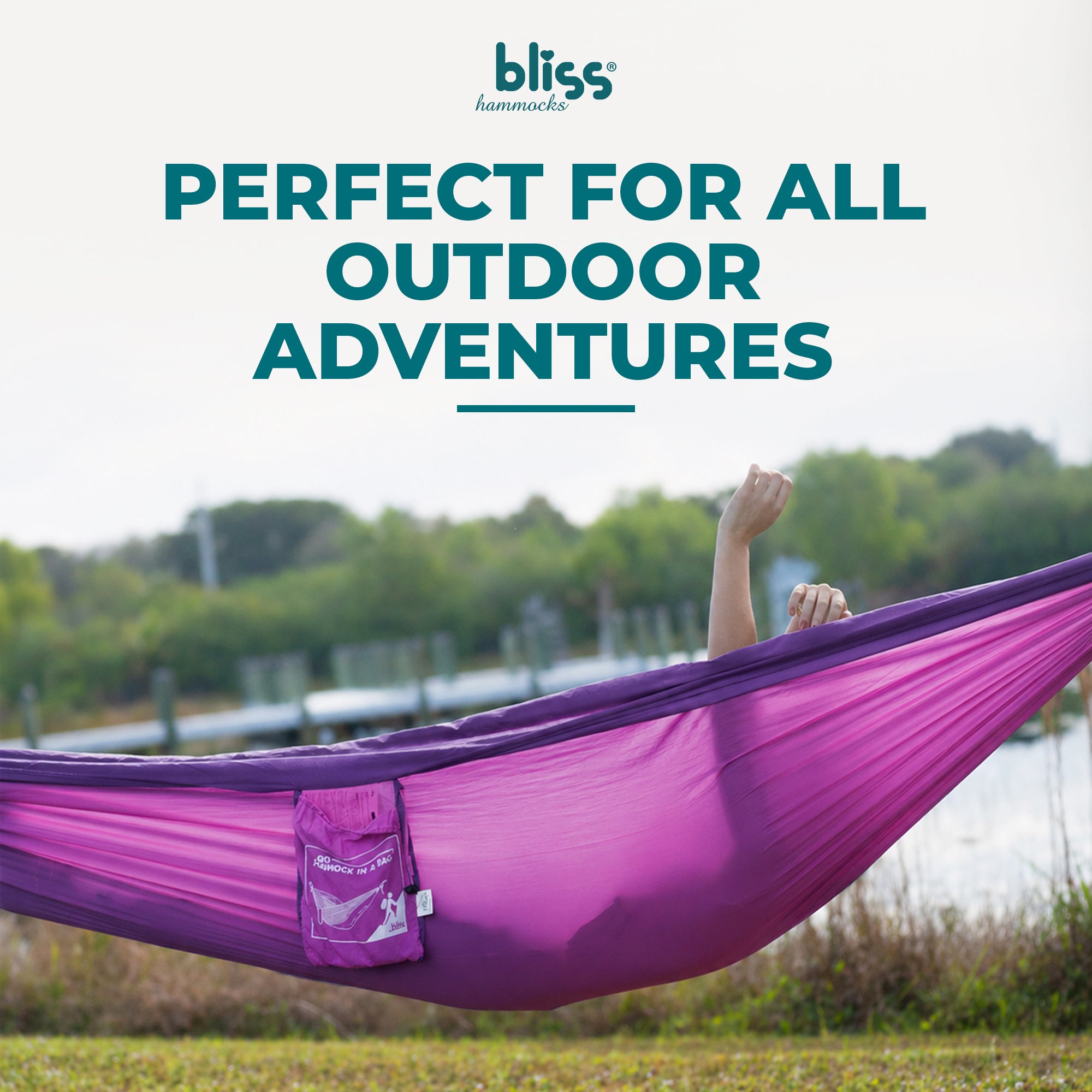 Bliss Hammocks Hammock in a Bag with Carabiner Hooks & Tree Straps, Pink Purple - VMInnovations