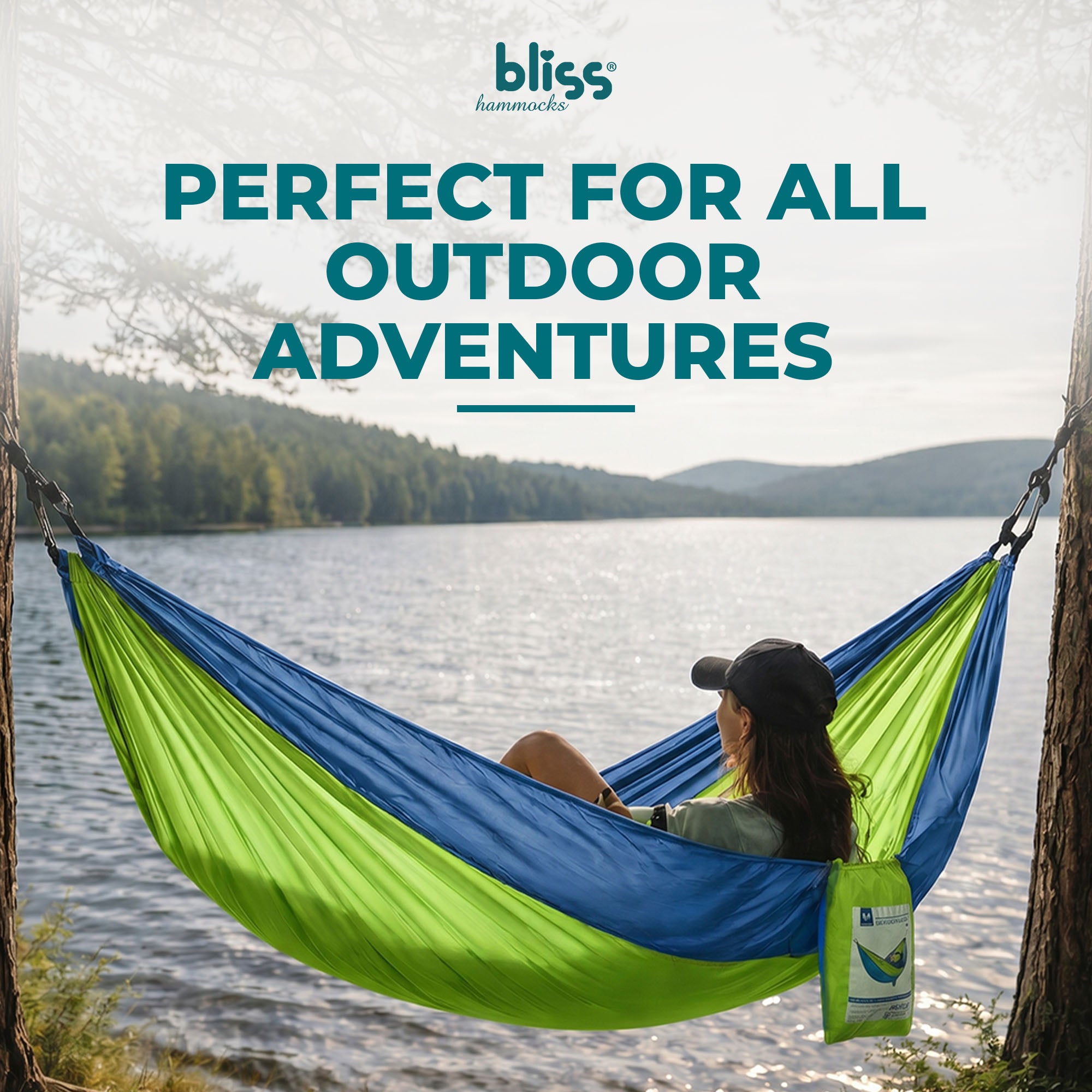 Bliss Hammocks Hammock in a Bag with Carabiner Hooks & Tree Straps, Mermaid