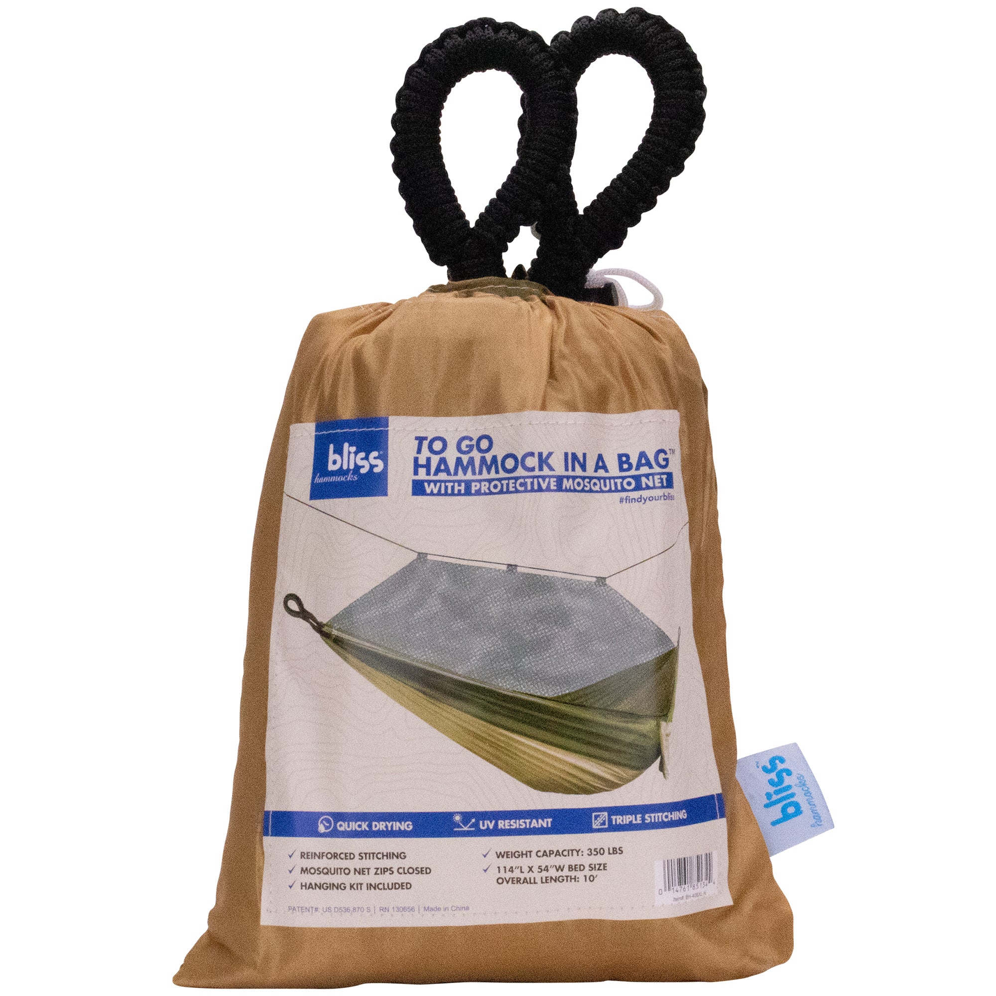 Bliss Hammocks Hammock in a Bag with Mosquito Net and Tree Straps, (Open Box)