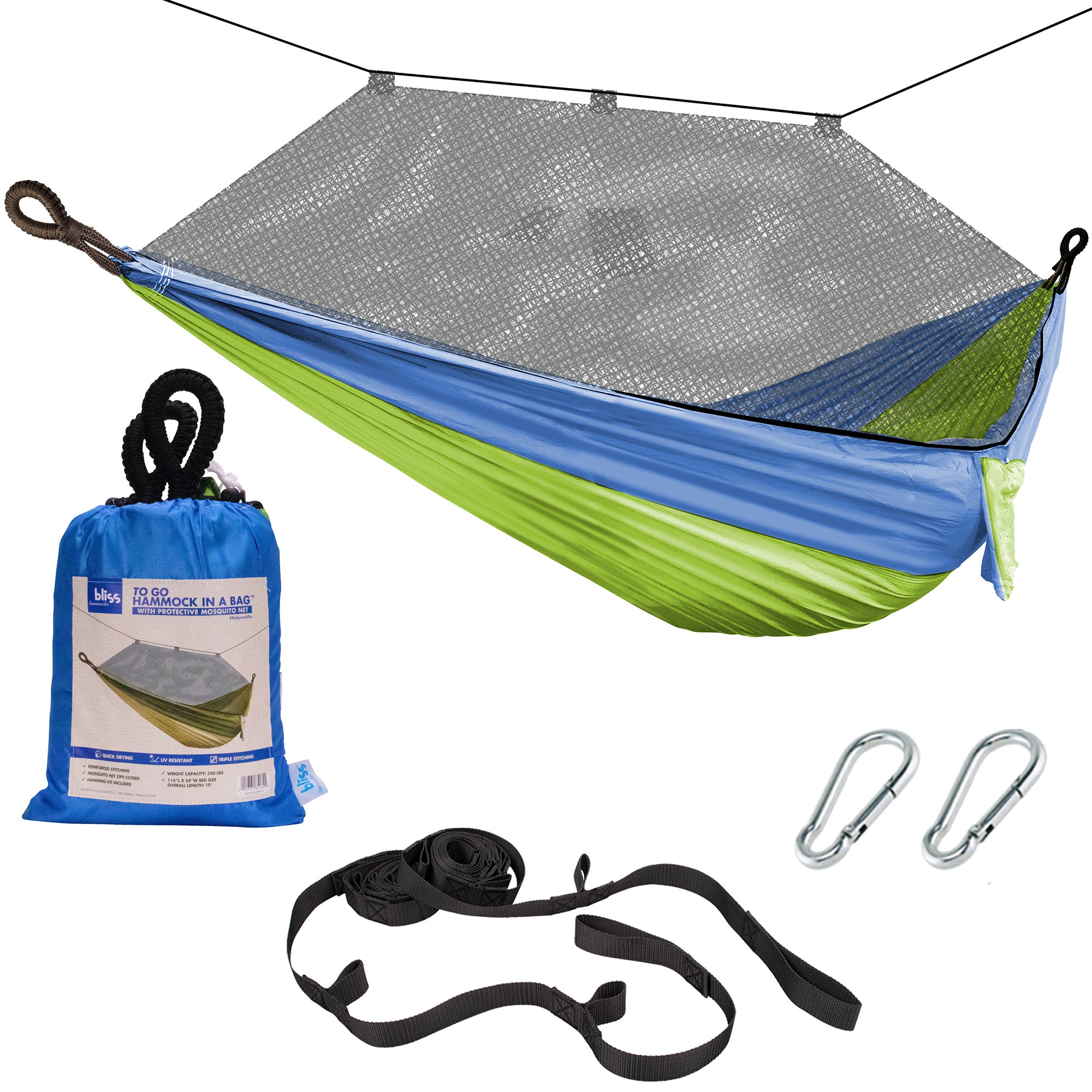 Bliss Hammocks Hammock in a Bag with Mosquito Net and Tree Straps, Mermaid - VMInnovations