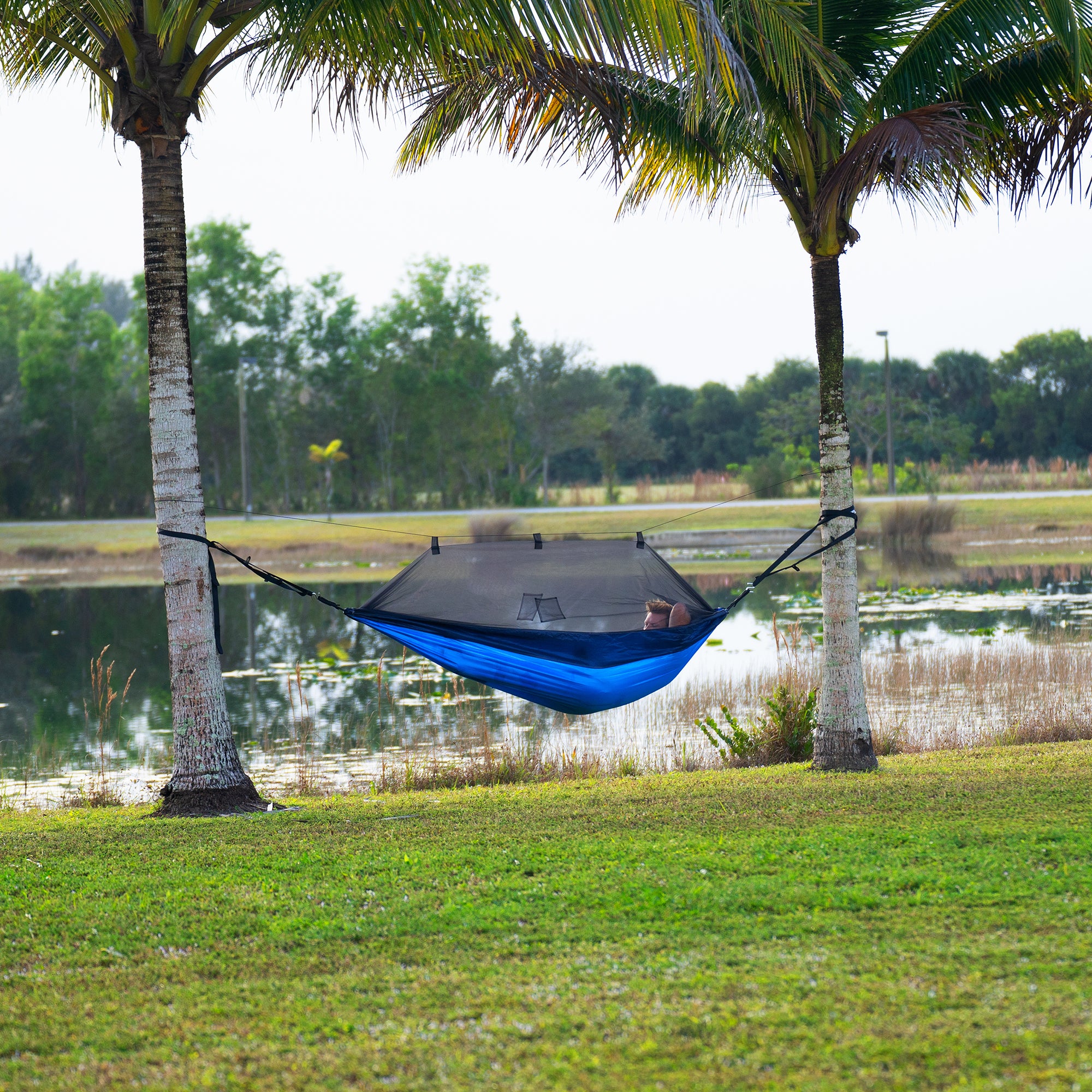 Bliss Hammocks Hammock in a Bag with Mosquito Net and Tree Straps, Royal Blue - VMInnovations