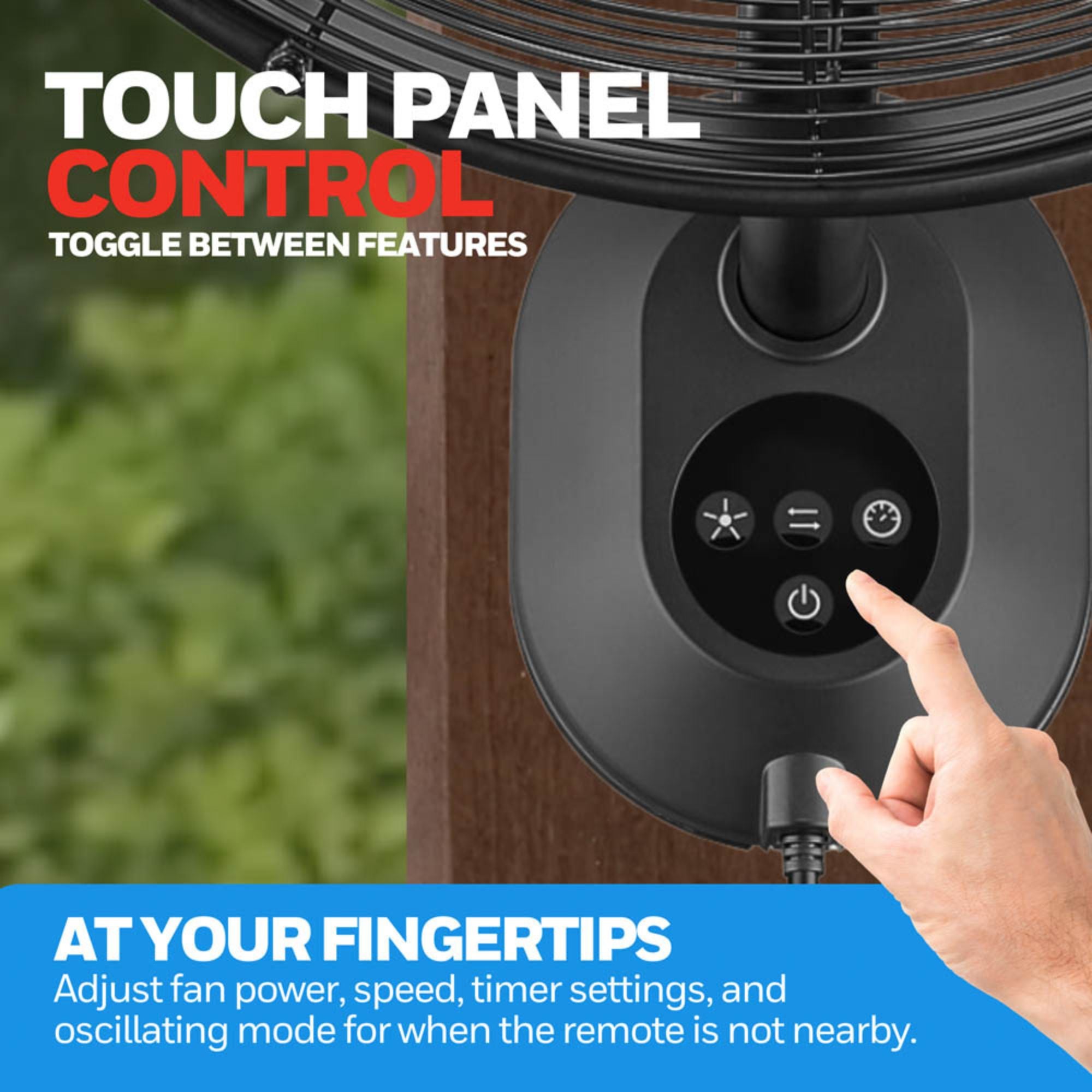 Honeywell Wall Fan, Oscillating Outdoor Wet-Rated Unit with Remote, Matte Black