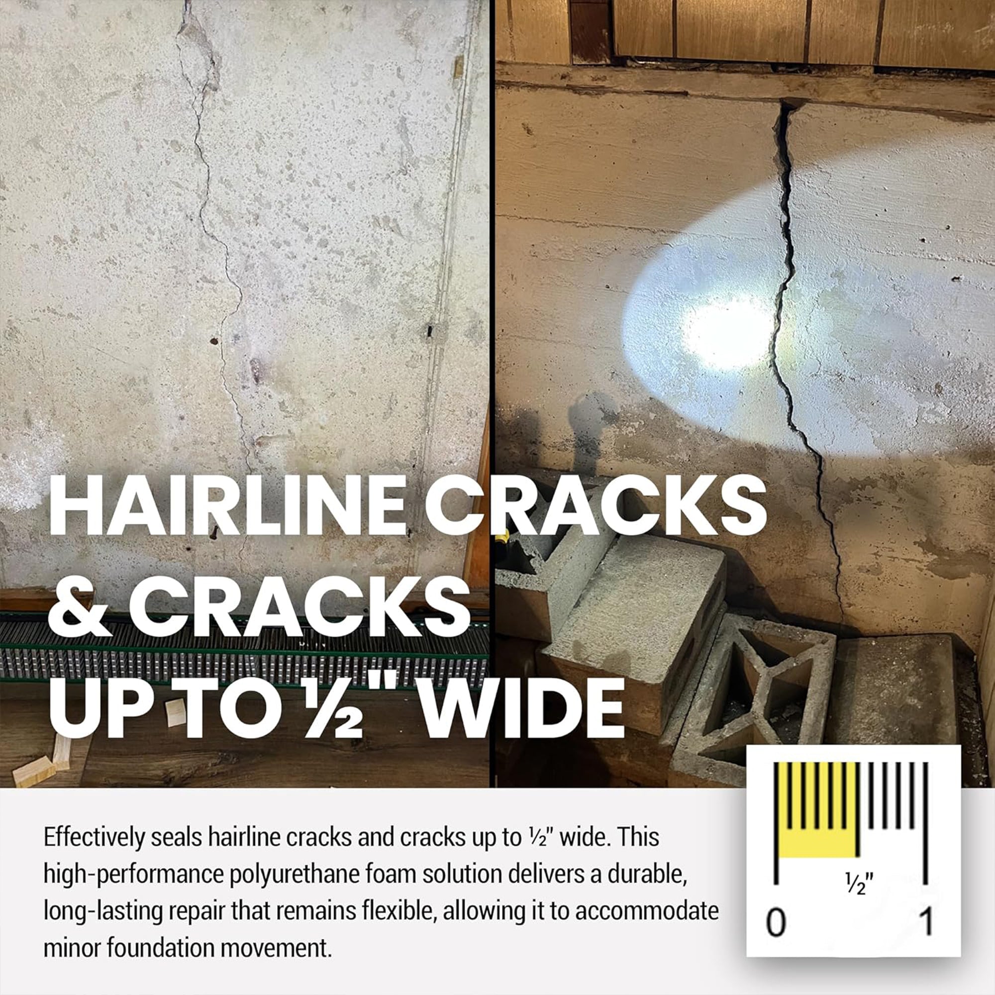 Concrete Foundation Crack DIY Repair Kit for Basement Wall Cracks (Open Box)