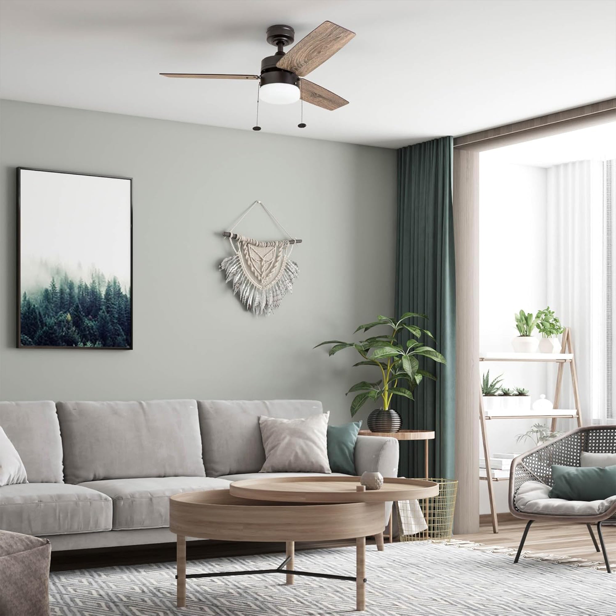 Prominence Home 42" Reston Ceiling Fan w/ Light, Pull Chain, & 3 Blades, Bronze