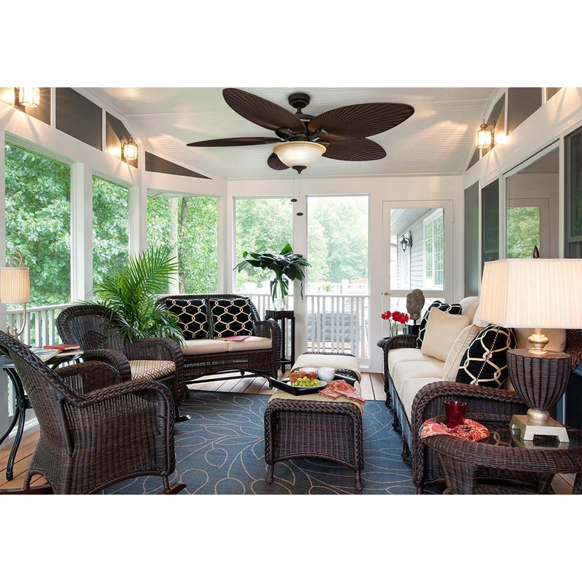 Honeywell Palm Island Tropical Ceiling Fan, Bowl Light, Pull Chain, (Open Box) - VMInnovations