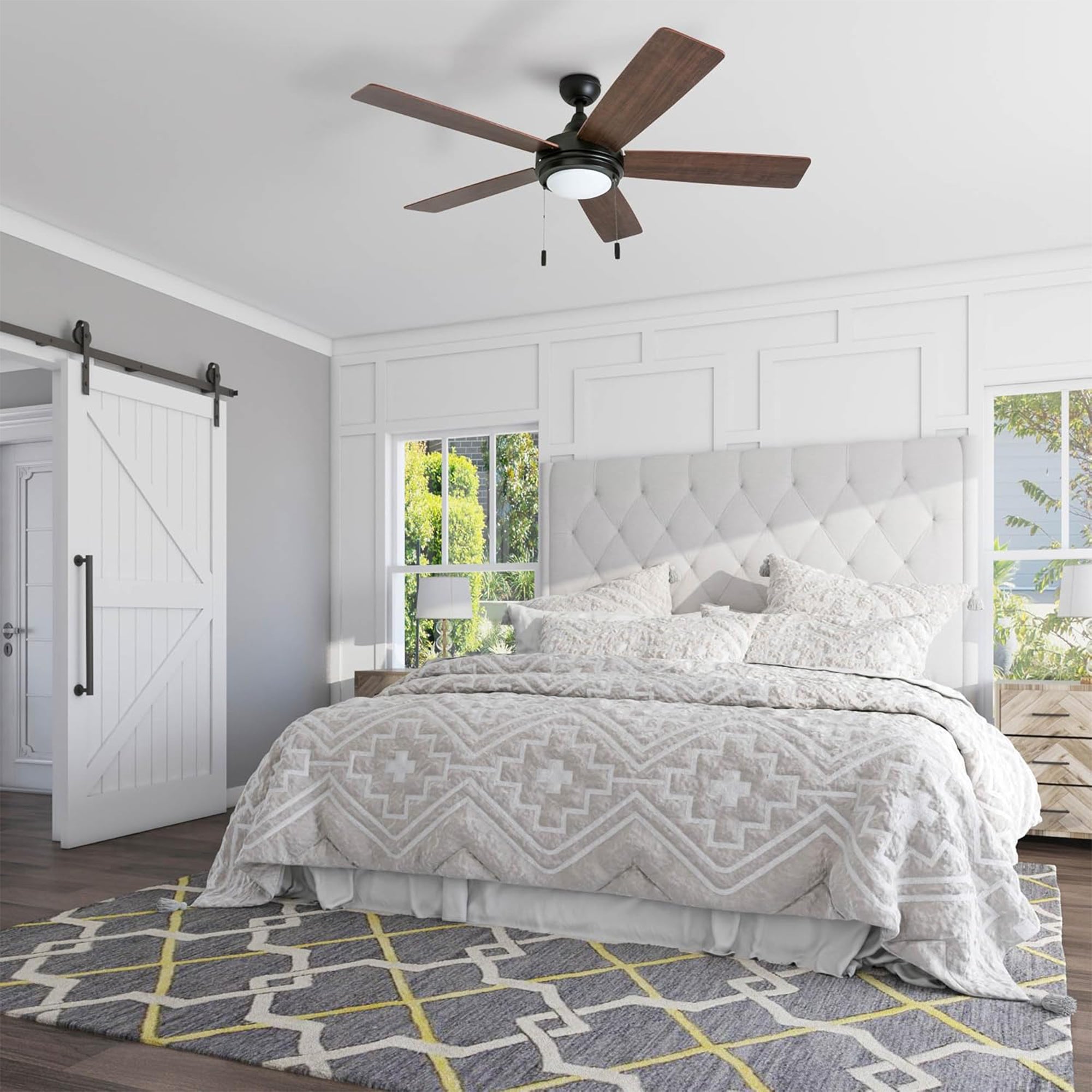 Honeywell Ventnor 52" Modern Farmhouse LED Ceiling Fan with Pull Chain, Bronze - VMInnovations