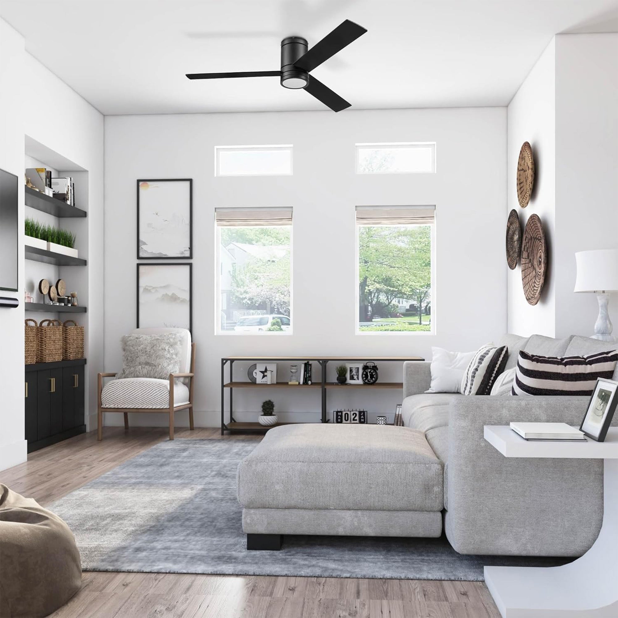 Prominence Home Espy 52 Inch Indoor LED Ceiling Fan with Light, Matte Black - VMInnovations