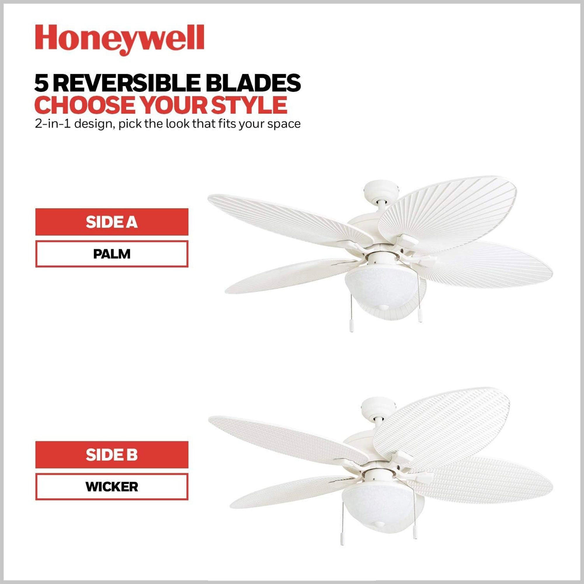 Honeywell Inland Breeze Tropical Indoor Outdoor Ceiling Fan w/ Light (Open Box) - VMInnovations