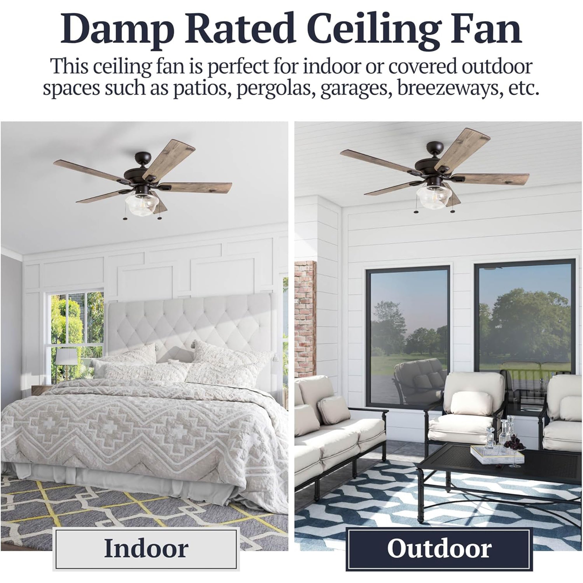 Prominence Home Abner 52" Farmhouse Indoor/Outdoor Ceiling Fan w/ Chain, Bronze - VMInnovations