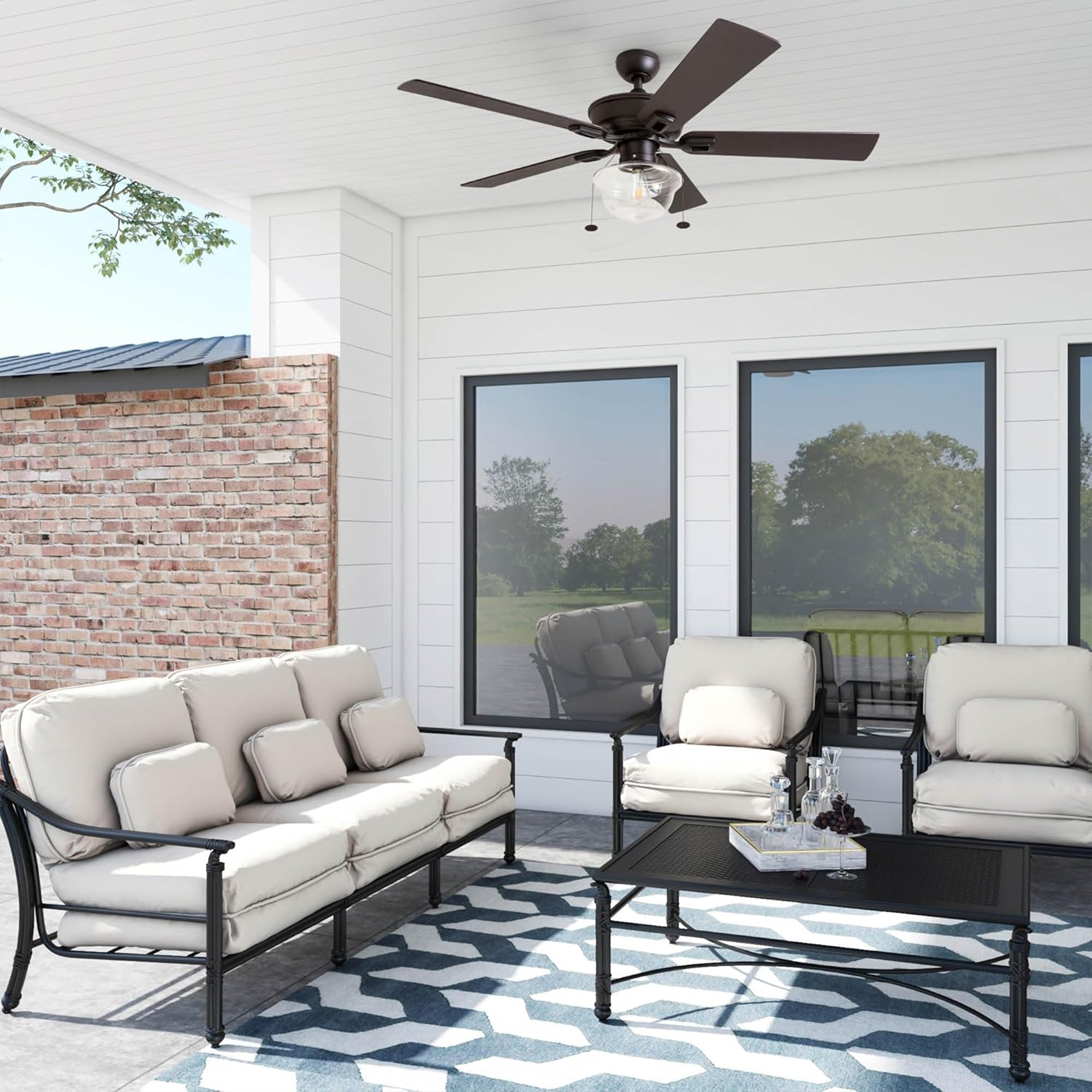 Prominence Home Abner 52" Farmhouse Indoor/Outdoor Ceiling Fan w/ Chain, Bronze - VMInnovations