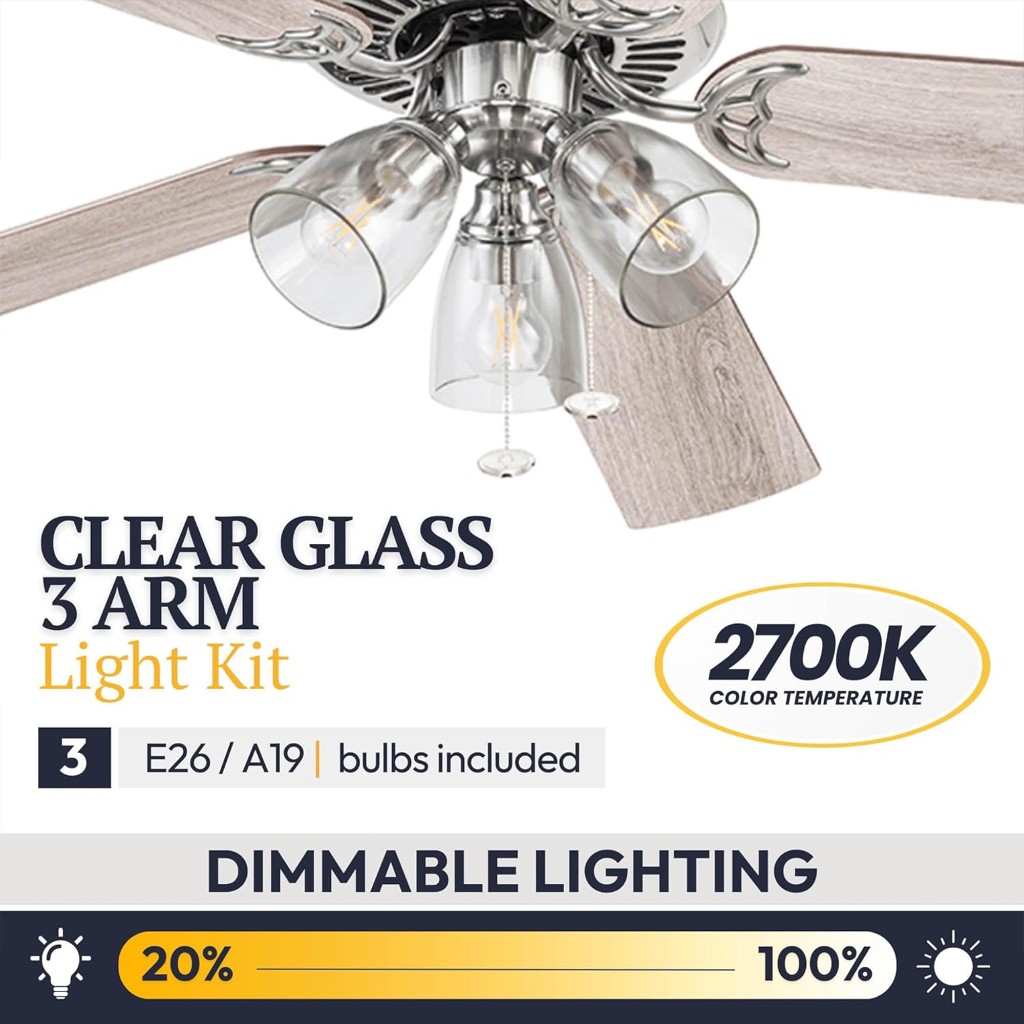 Prominence Home Saybrook 52 Inch Farmhouse Ceiling Fan with Light, (Open Box)