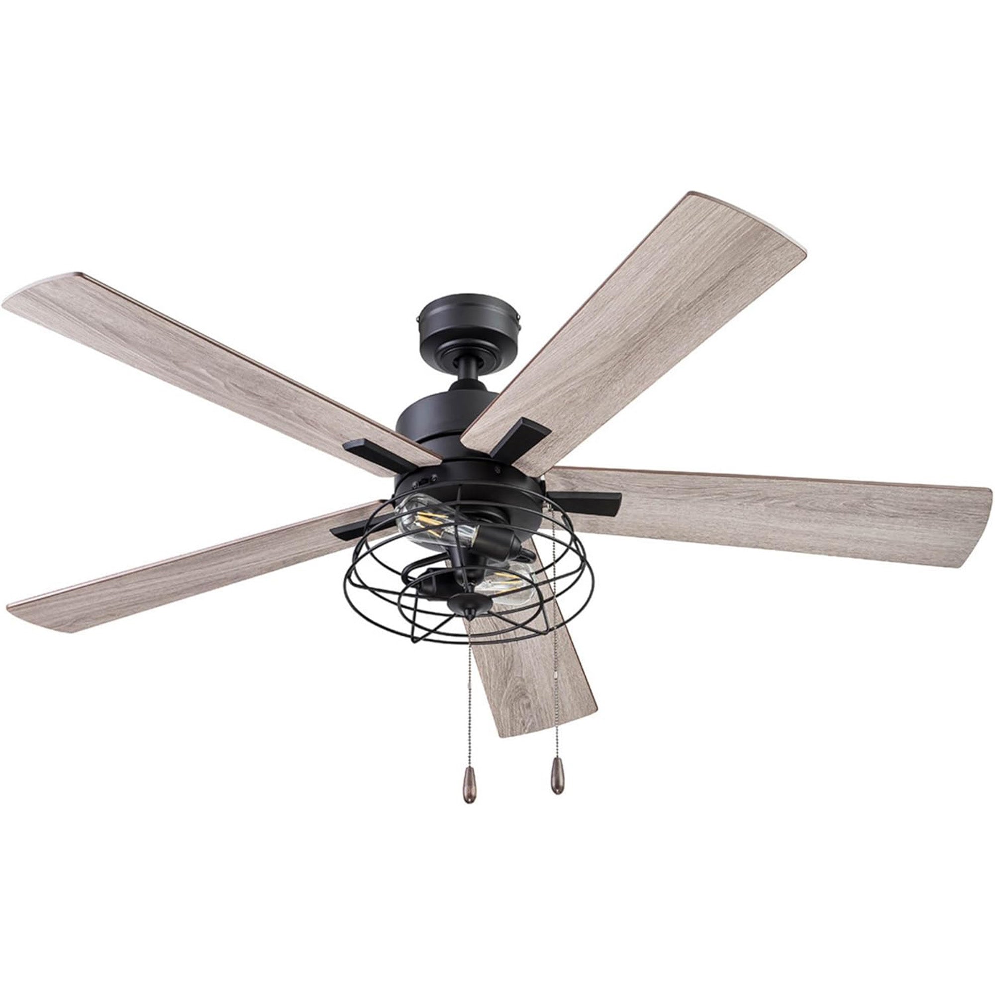 Prominence Home Marshall 52 Inch Industrial Ceiling Fan, Pull Chain, Matte Black - VMInnovations