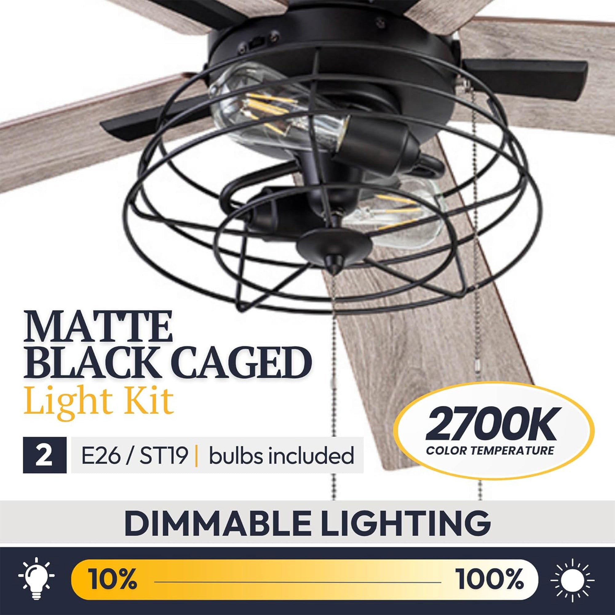 Prominence Home Marshall 52 Inch Industrial Ceiling Fan, Pull Chain, Matte Black - VMInnovations
