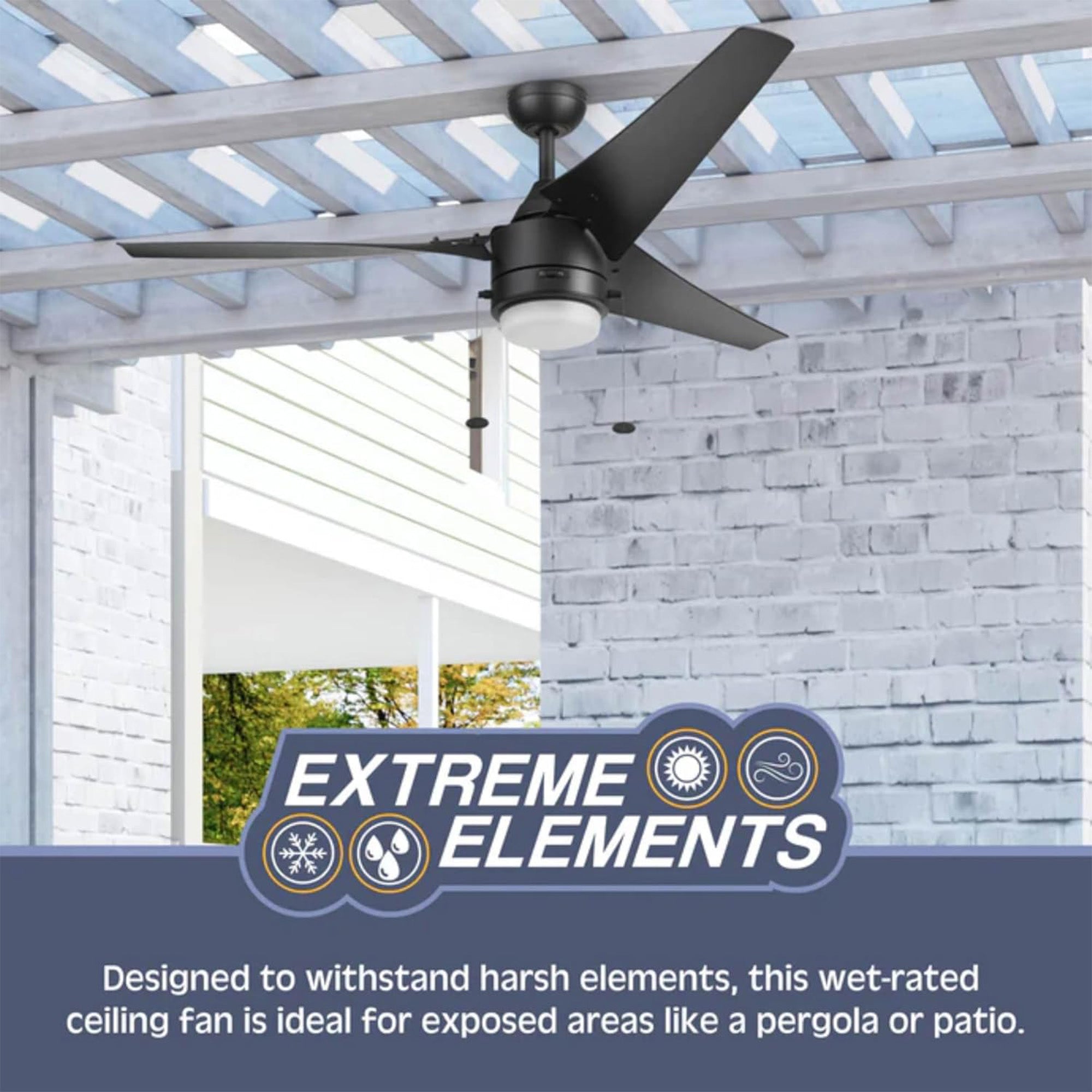 Prominence Home Teo 56 Inch Outdoor LED Ceiling Fan With Light, Matte Black - VMInnovations