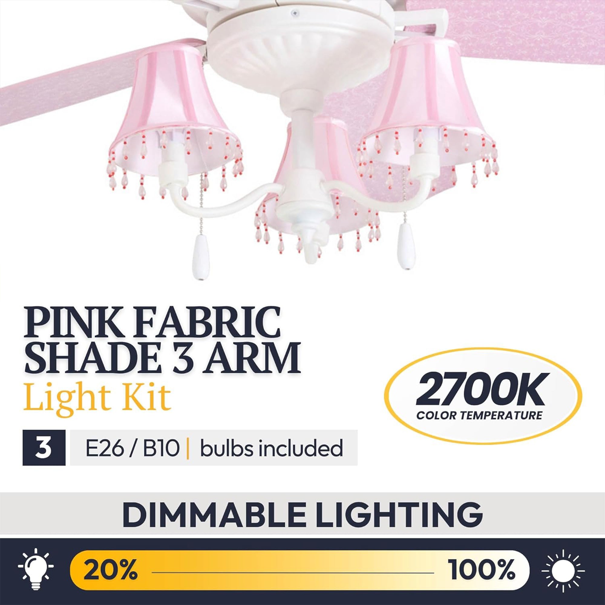 Prominence Home Elsa 48" Princess Style Indoor LED Ceiling Fan with Pull Chain - VMInnovations