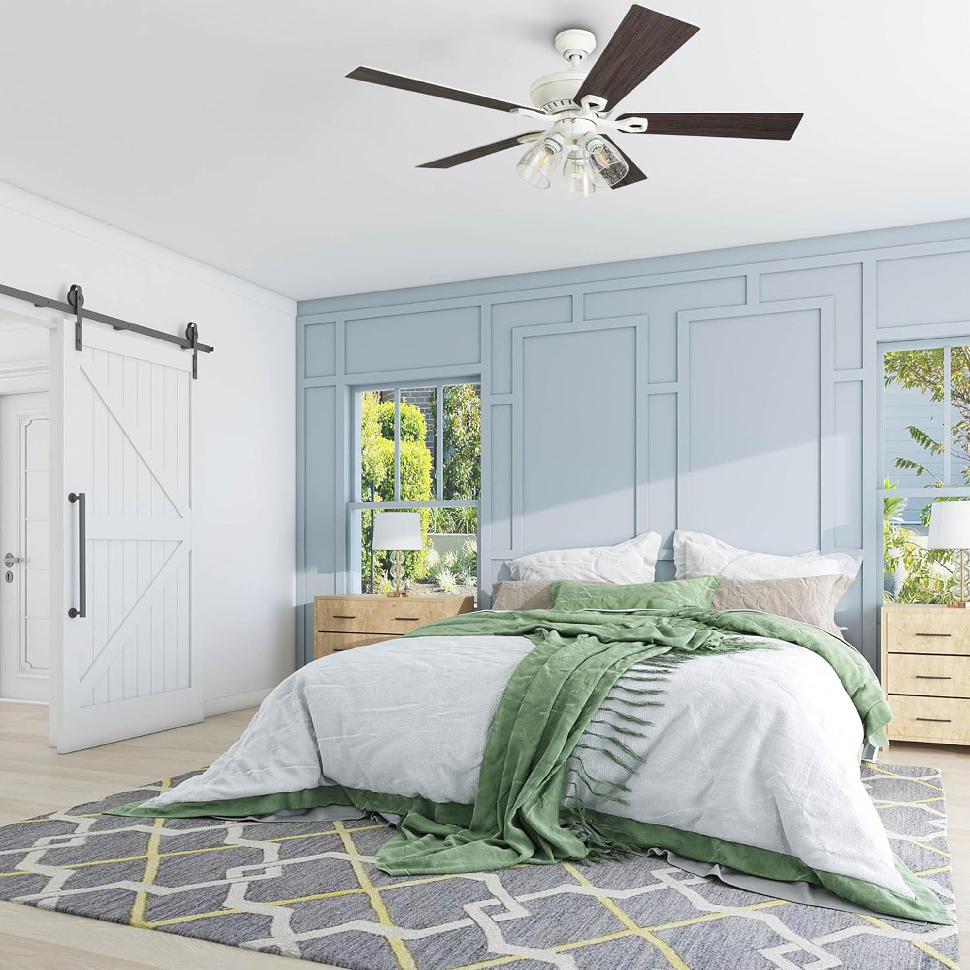 Prominence Home Glenmont 52" Ceiling Fan w/ Light, Pull Chain, Distressed White - VMInnovations