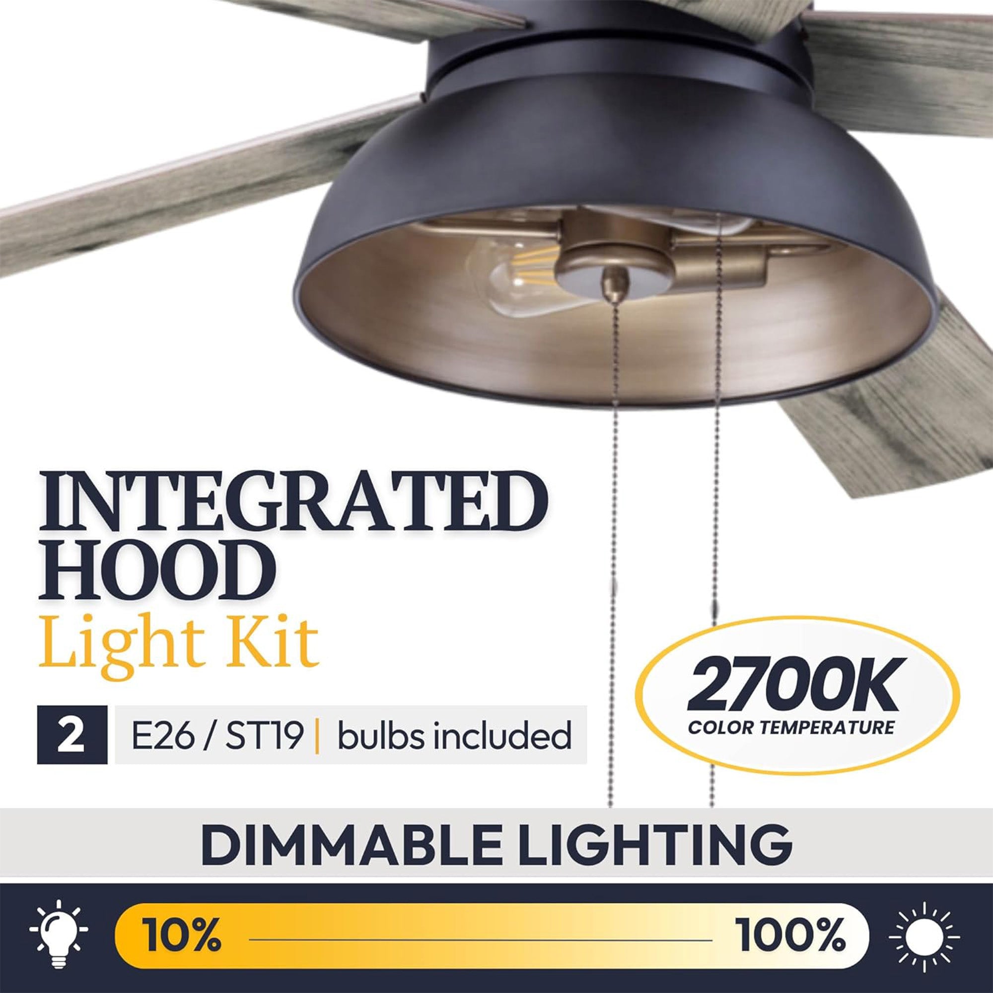 Prominence Home Brightondale 52" Industrial Ceiling Fan with Light, Matte Black - VMInnovations