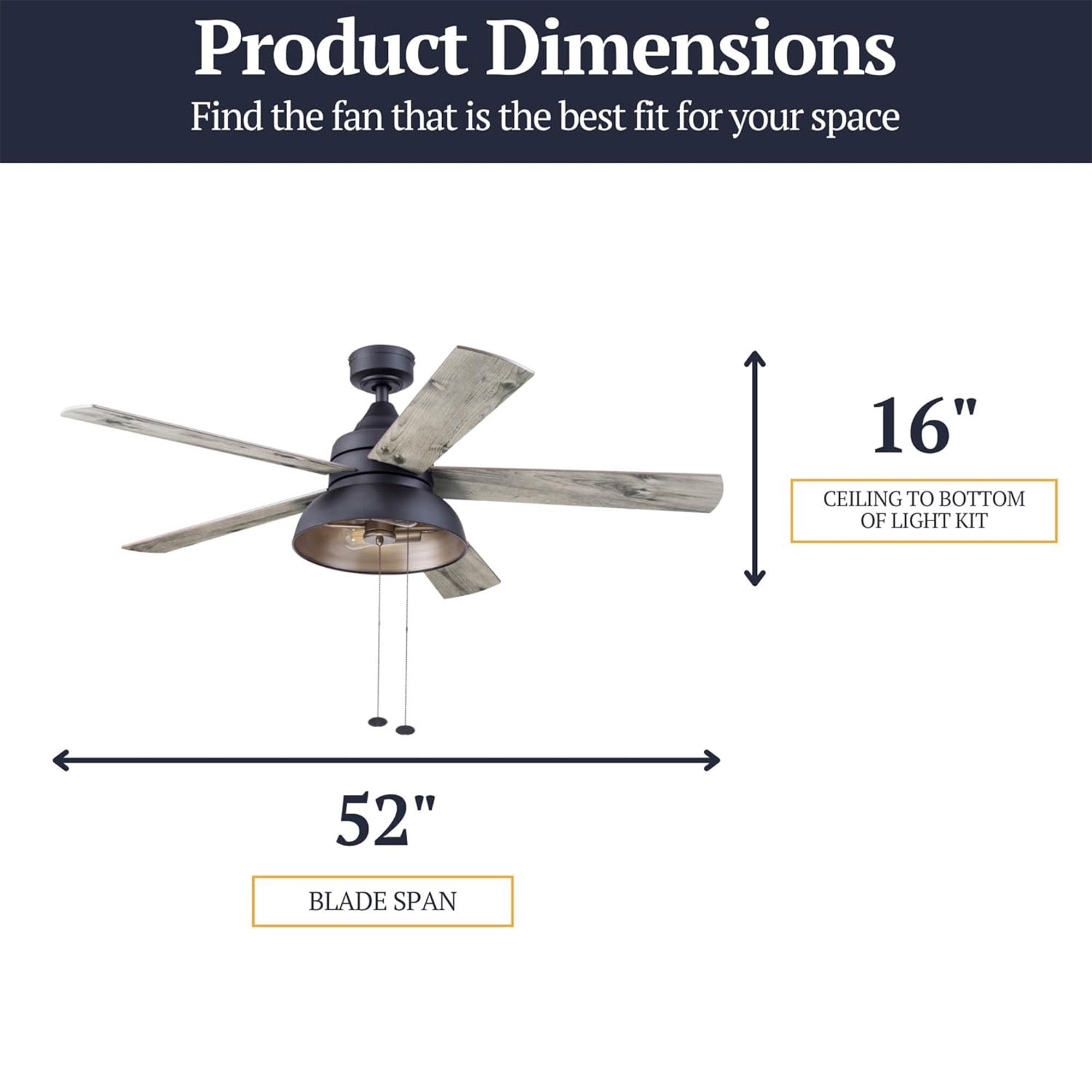 Prominence Home Brightondale 52" Industrial Ceiling Fan with Light, Matte Black
