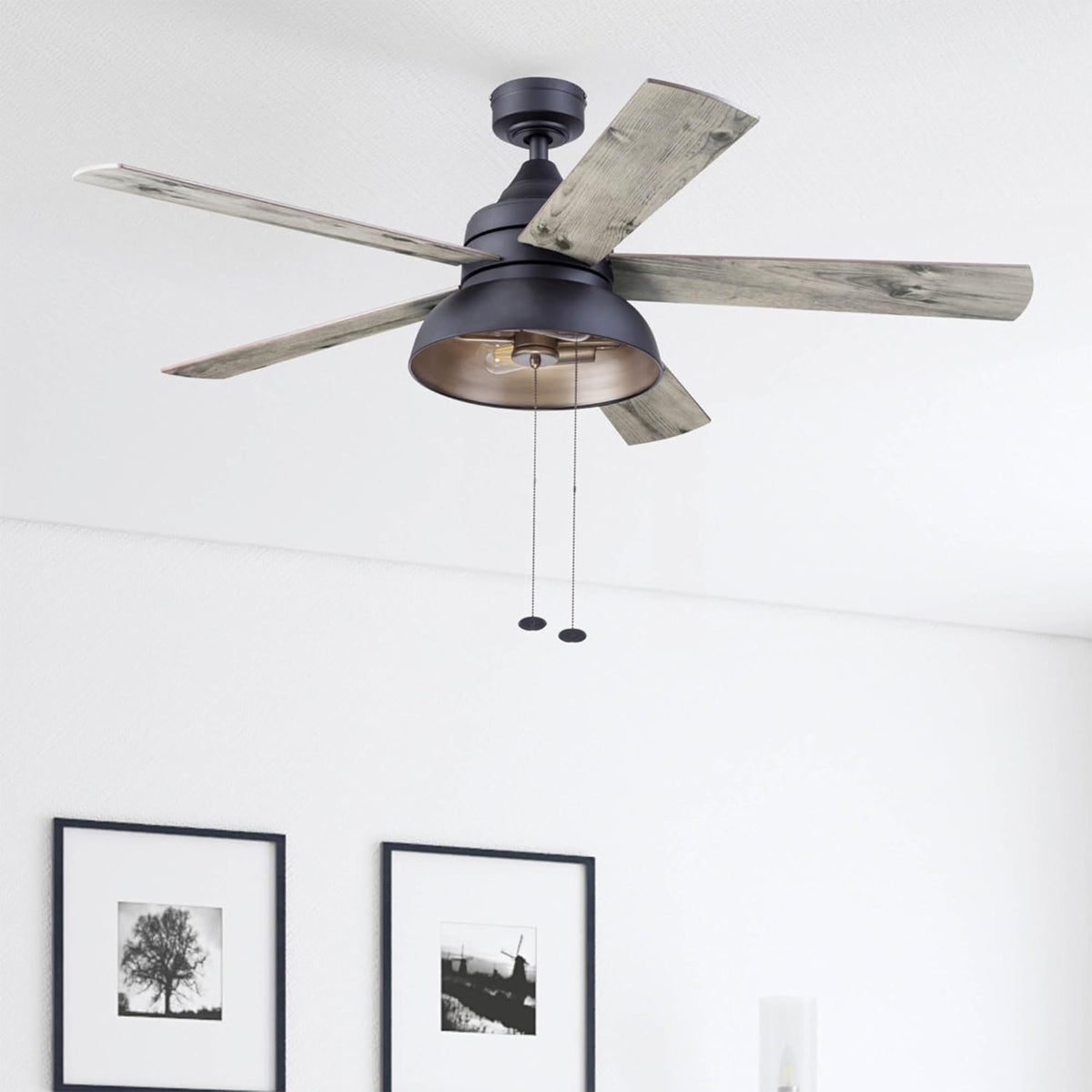 Prominence Home Brightondale 52" Industrial Ceiling Fan with Light, Matte Black