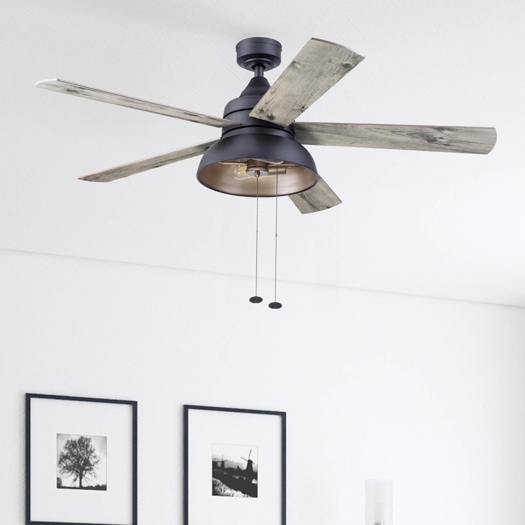 Prominence Home Brightondale 52" Industrial Ceiling Fan with Light, Matte Black - VMInnovations