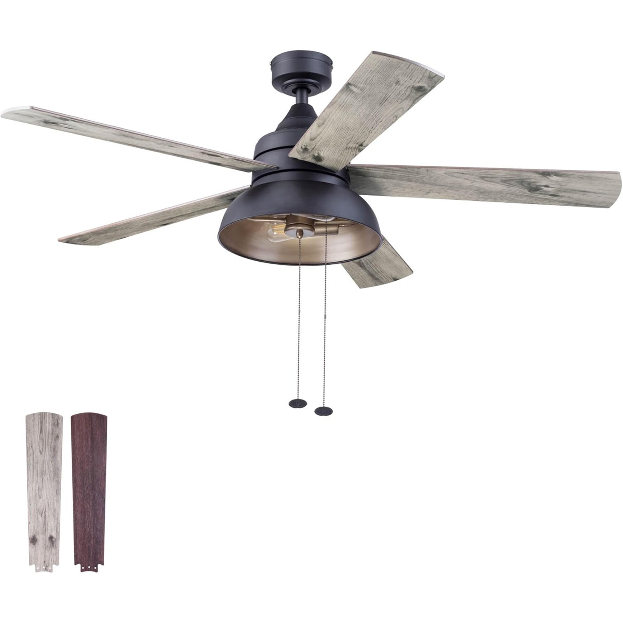 Prominence Home Brightondale 52" Industrial Ceiling Fan with Light, Matte Black - VMInnovations