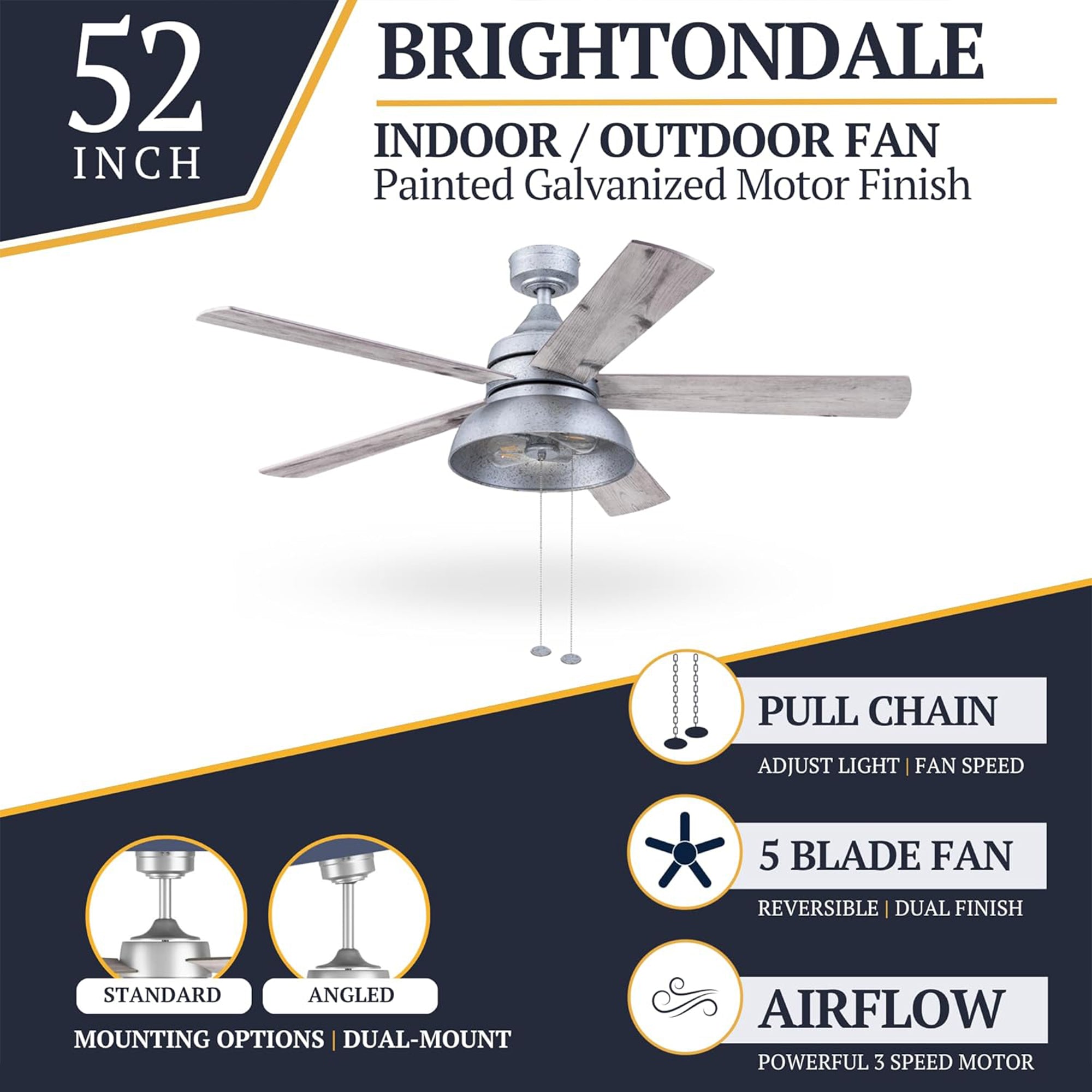 Prominence Home Brightondale 52 Inch Industrial Ceiling Fan w/ Light (Open Box)