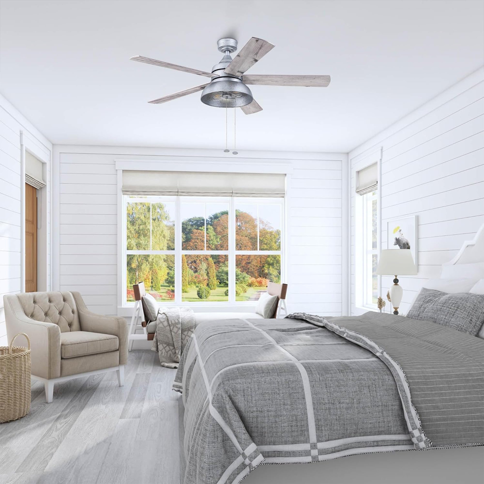 Prominence Home Brightondale 52 Inch Industrial Ceiling Fan w/ Light, Galvanized - VMInnovations