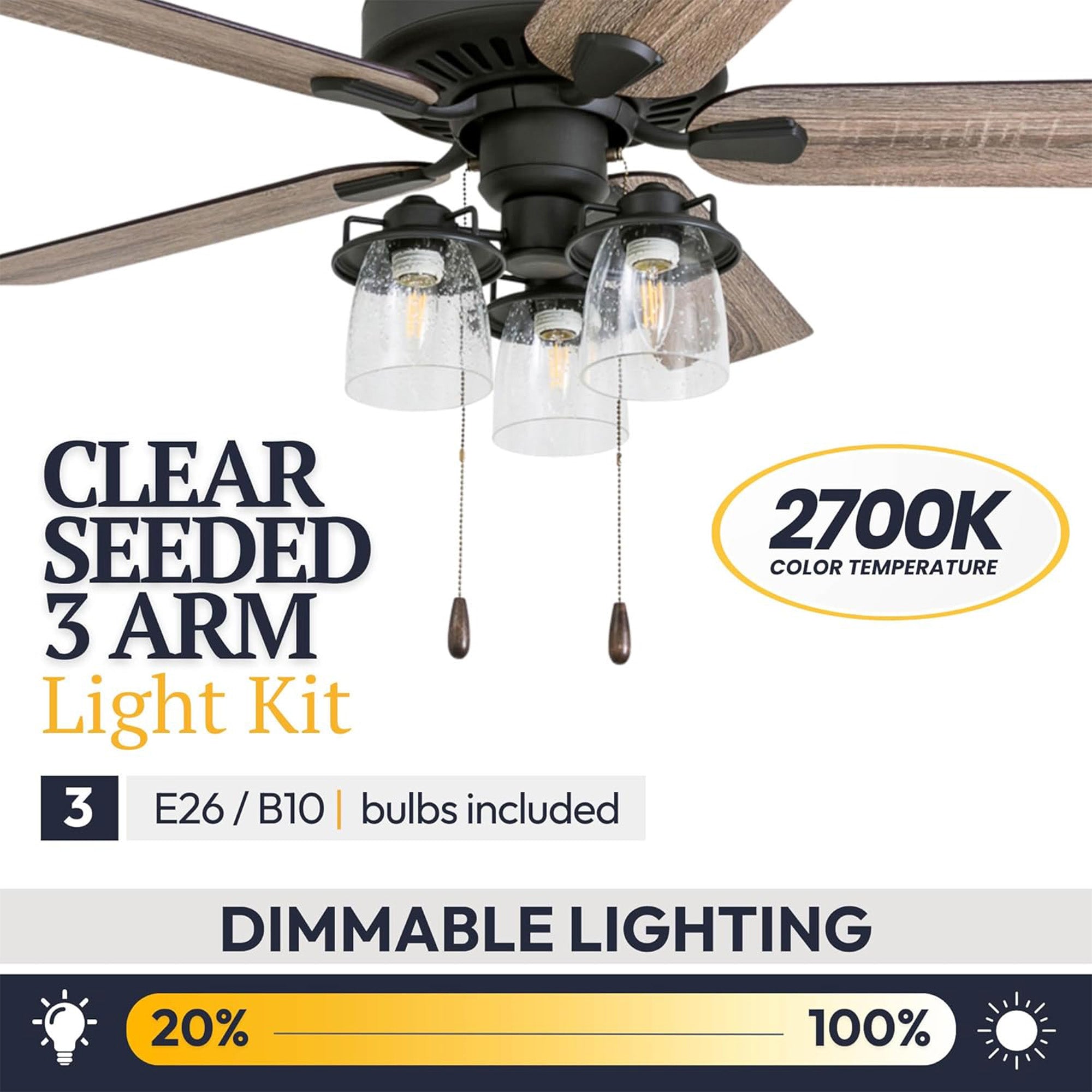 Prominence Home Briarcrest 52" Indoor Ceiling Fan with Light, Pull Chain, Bronze - VMInnovations